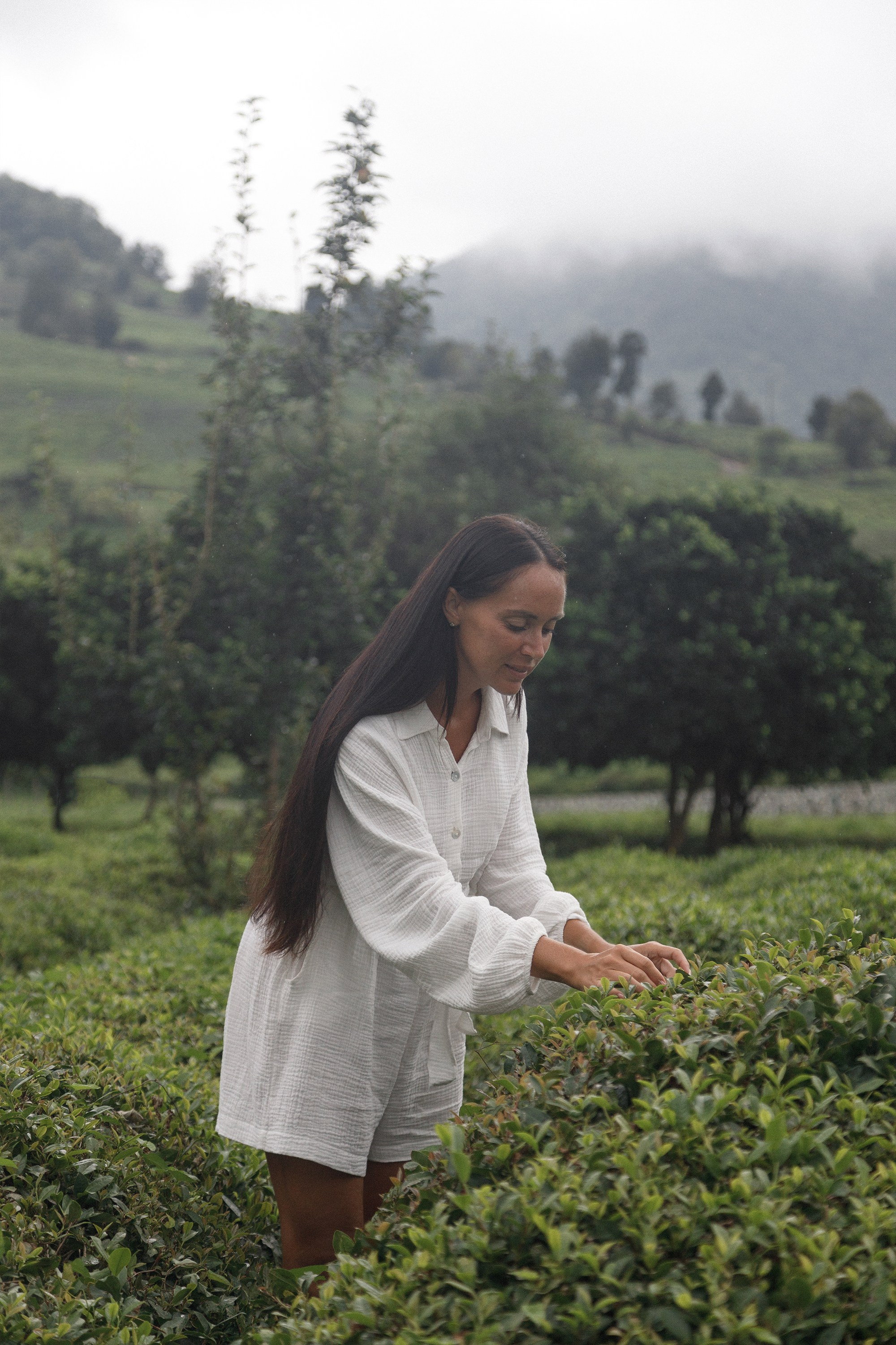 Портретная фотосессия в чайных плантациях