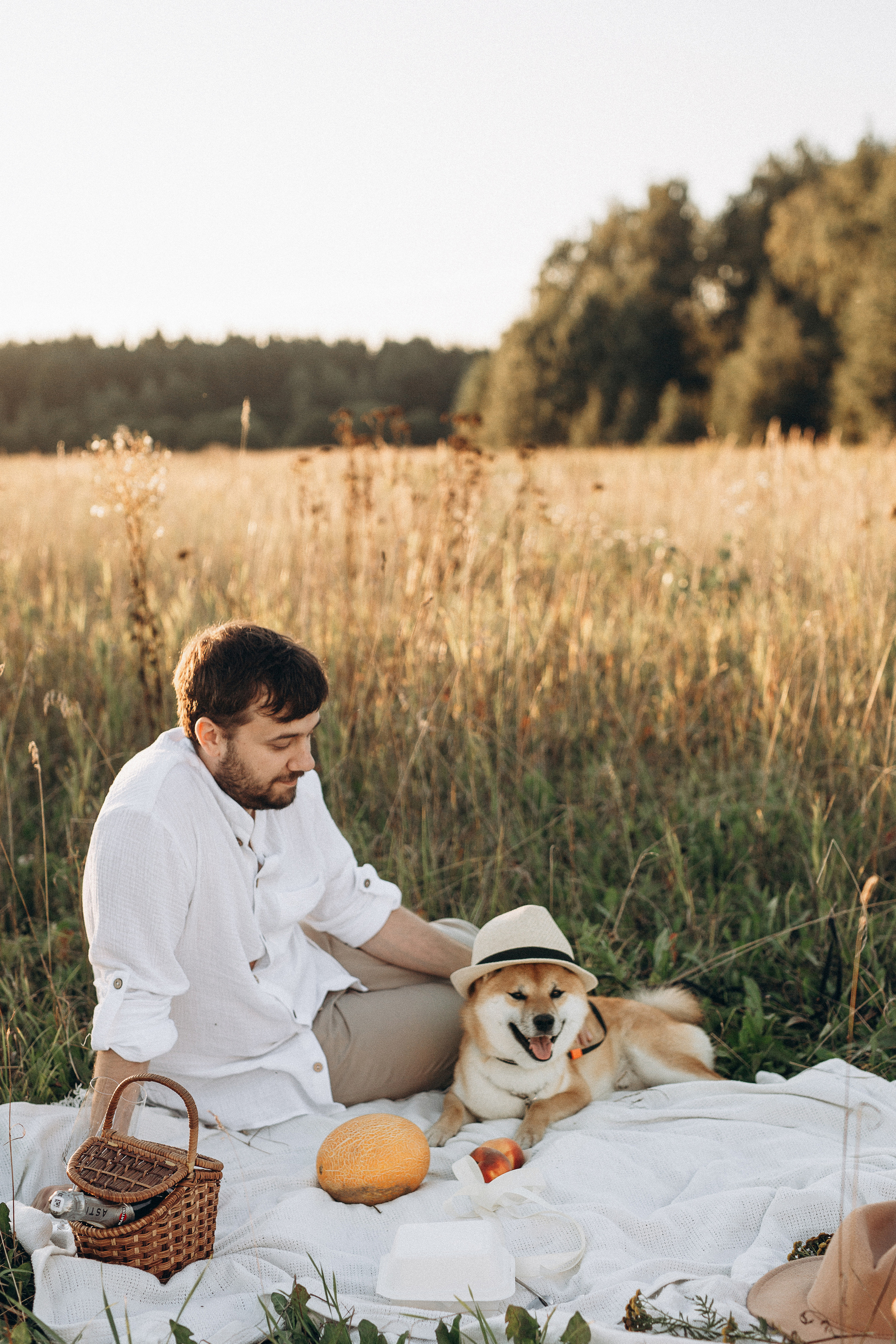 Аня, Сергей, Лера и Ори, фотосессия в поле. Семейный фотограф в Москве Марина Петра