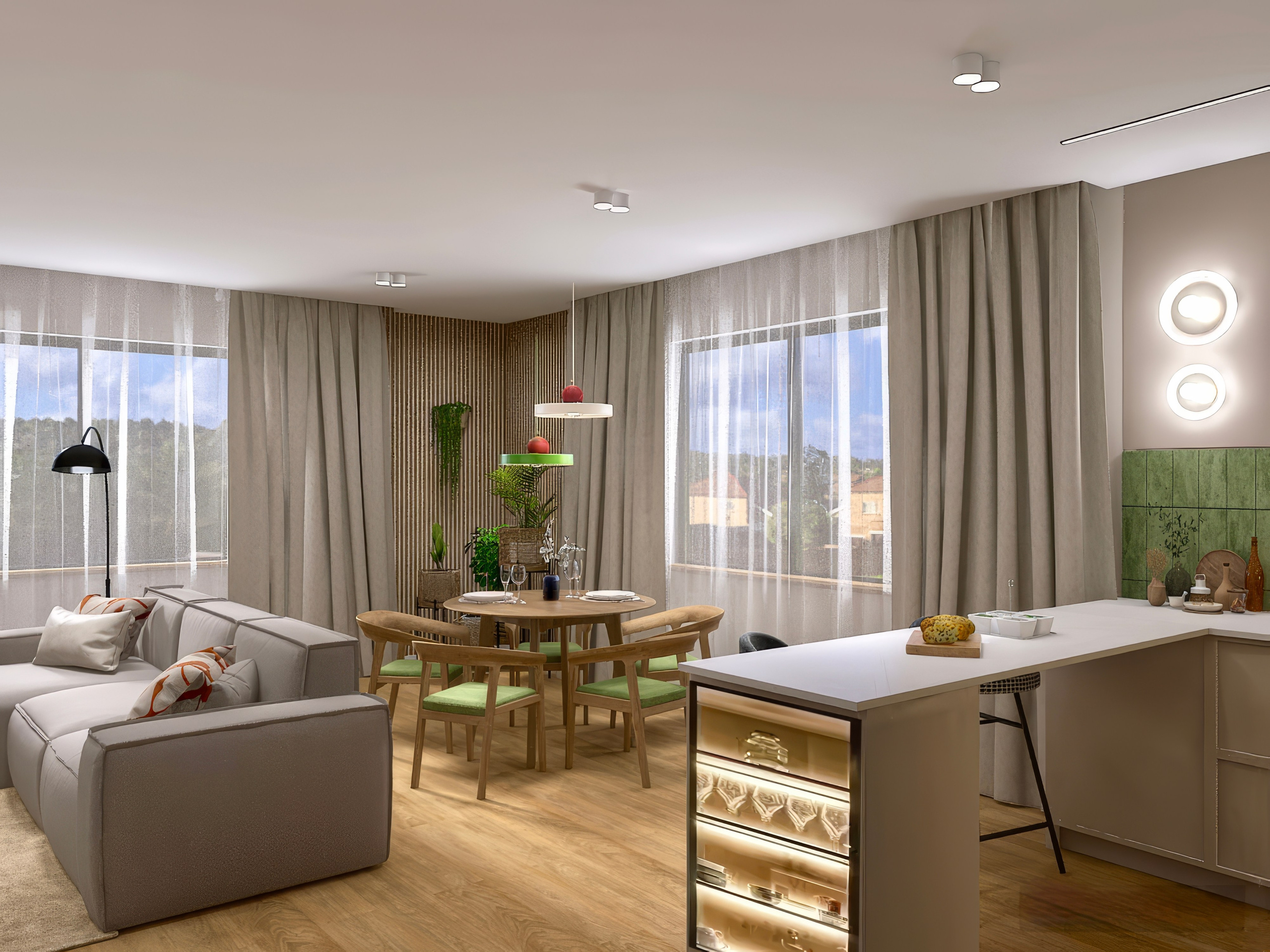 Кухня-гостиная и Санузел из загородного дома, г. Пермь. Дизайнер интерьера в Санкт-Петербурге Ольга Рытаровская