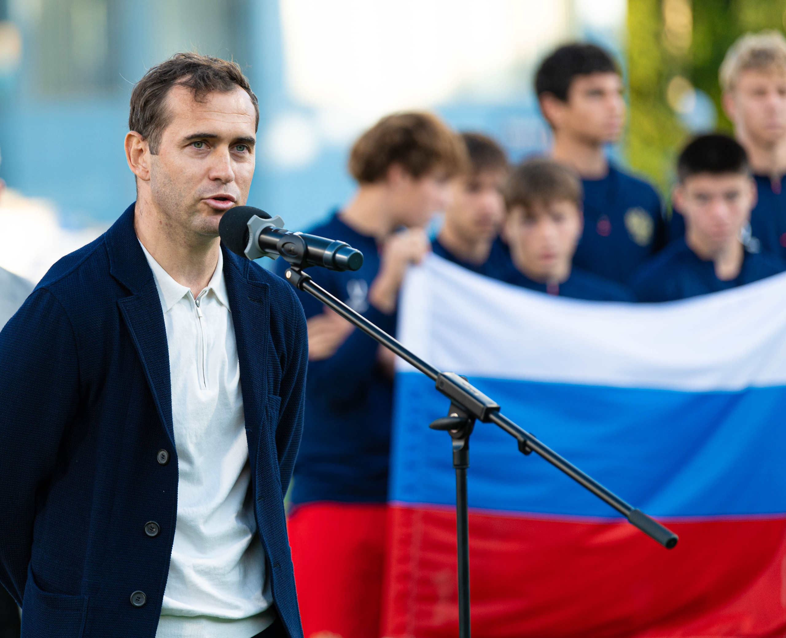 Александр Кержаков на церемонии открытия кубка памяти Юрия Морозова. "Газпром"-Академия.