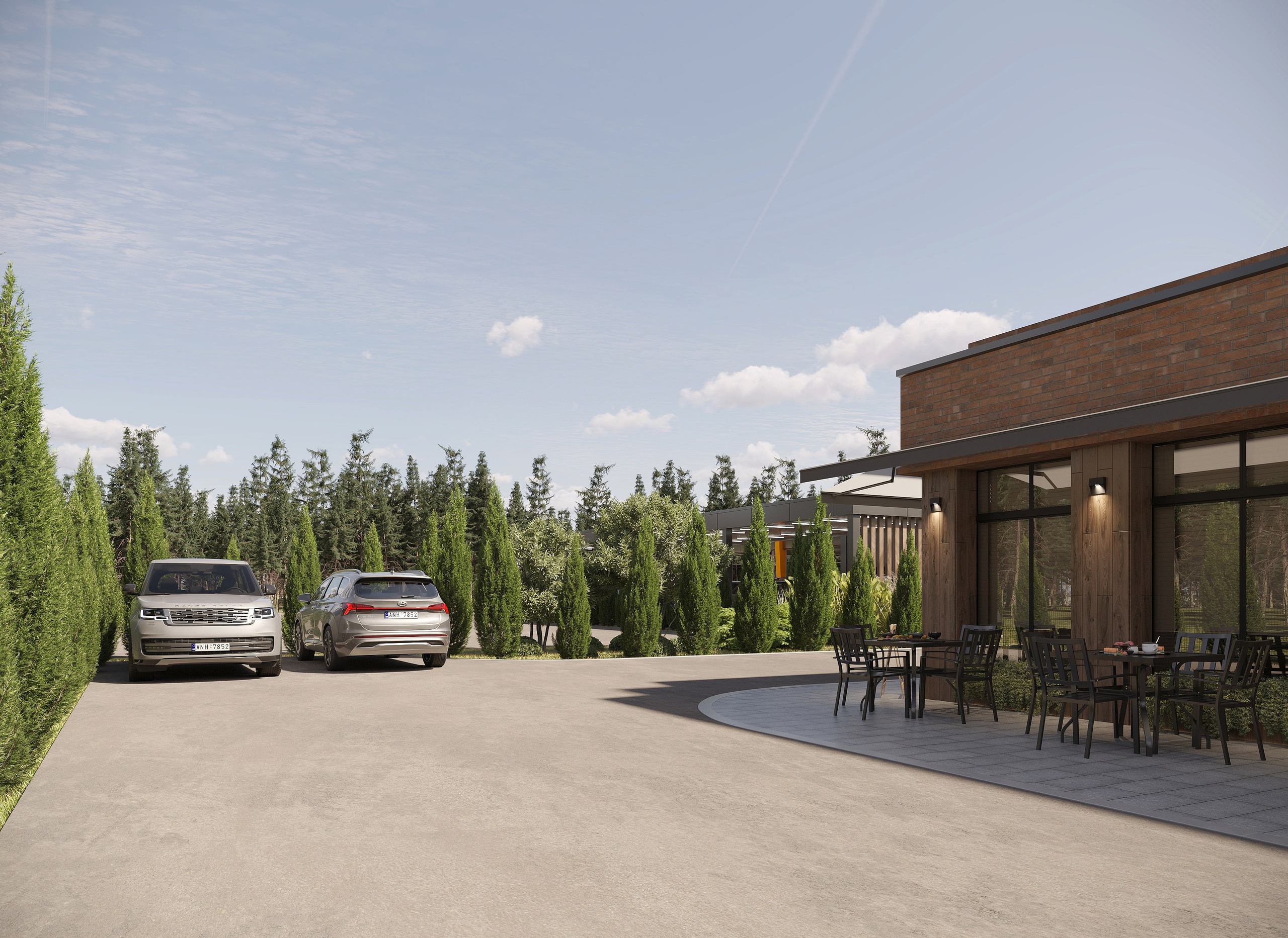 Автомойка, СТО и кафе — комплексная 3D-визуализация с благоустройством. 3Д Визуализация Интерьера и Архитектуры