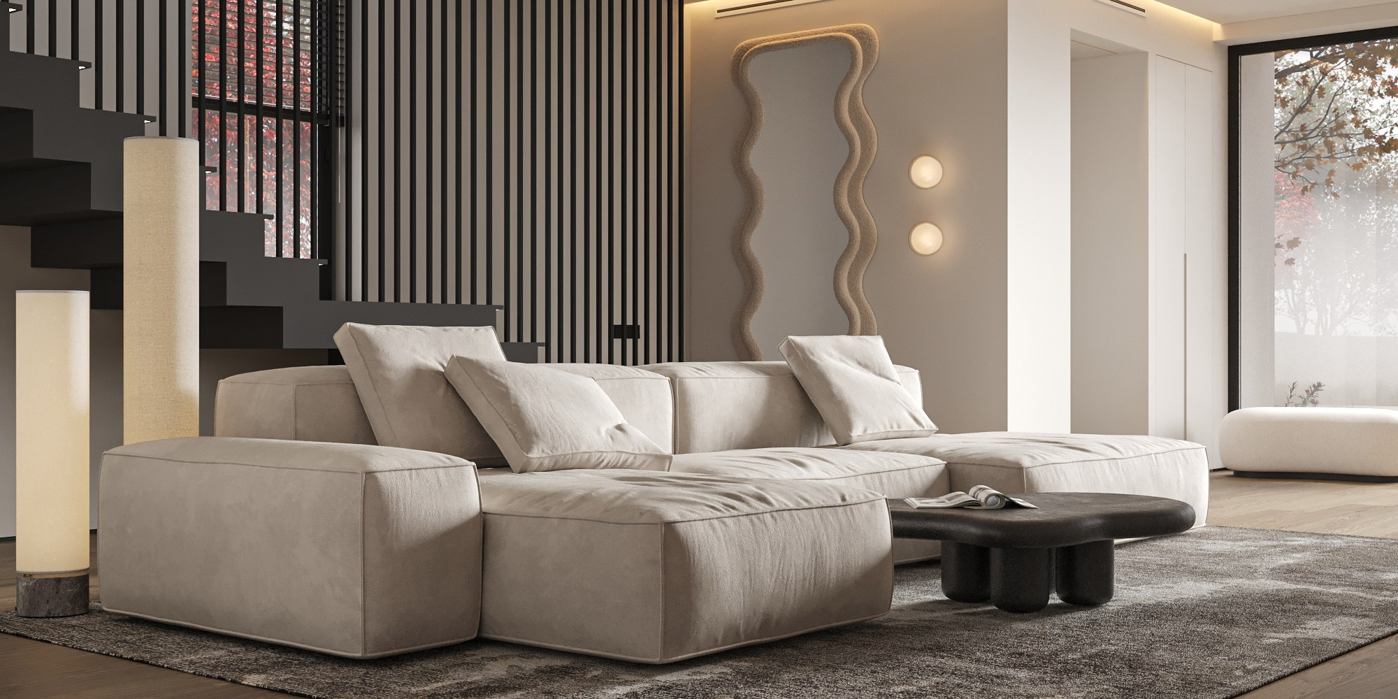 Кухня-гостиная ЖК «Паруса мечты». 3D визуализация интерьера Надежда Соколова