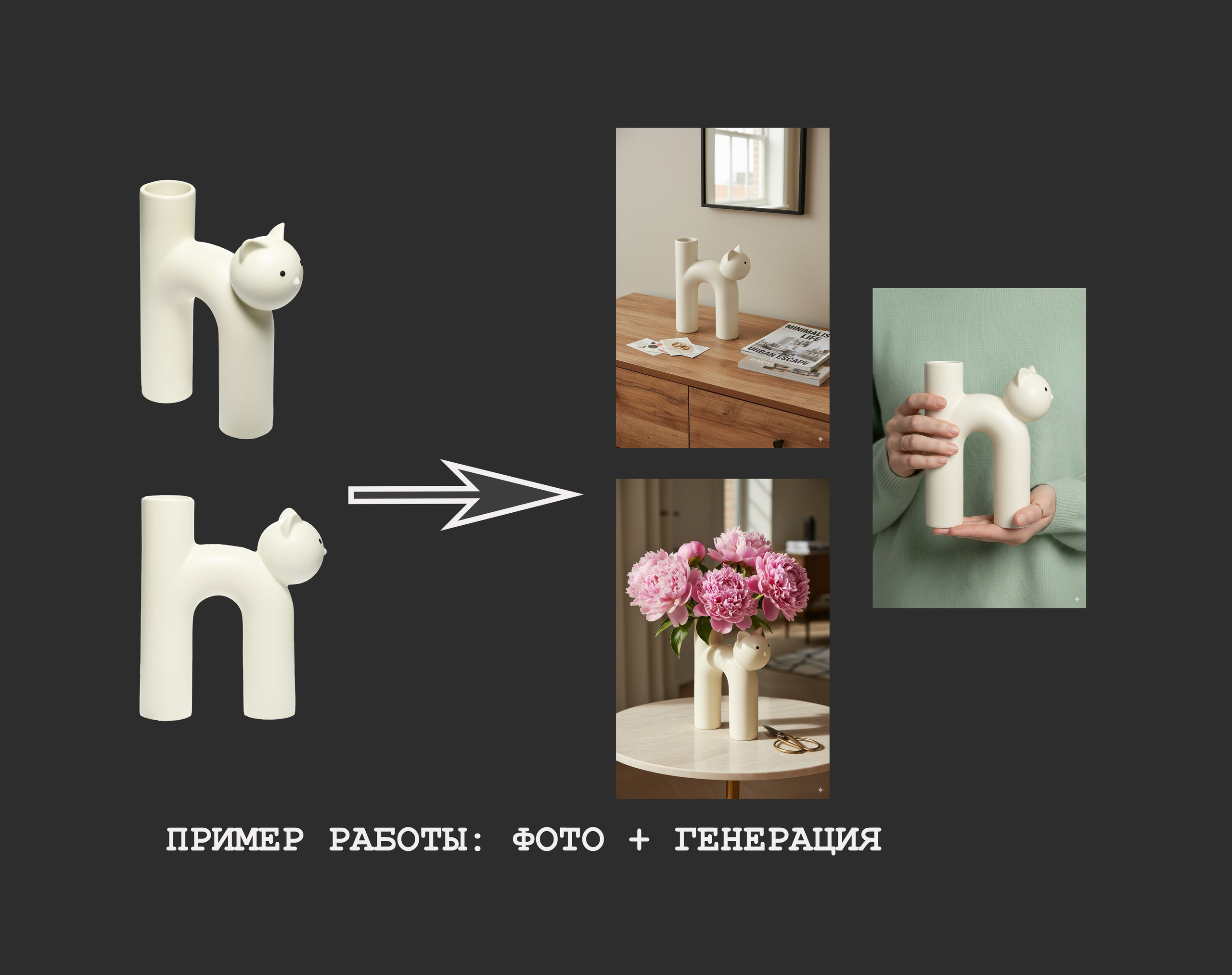 Товар + генерация в сцену. Предметный фотограф в Москве Мария Игнатенко. Нейрофото, ретушь, сет-дизайн