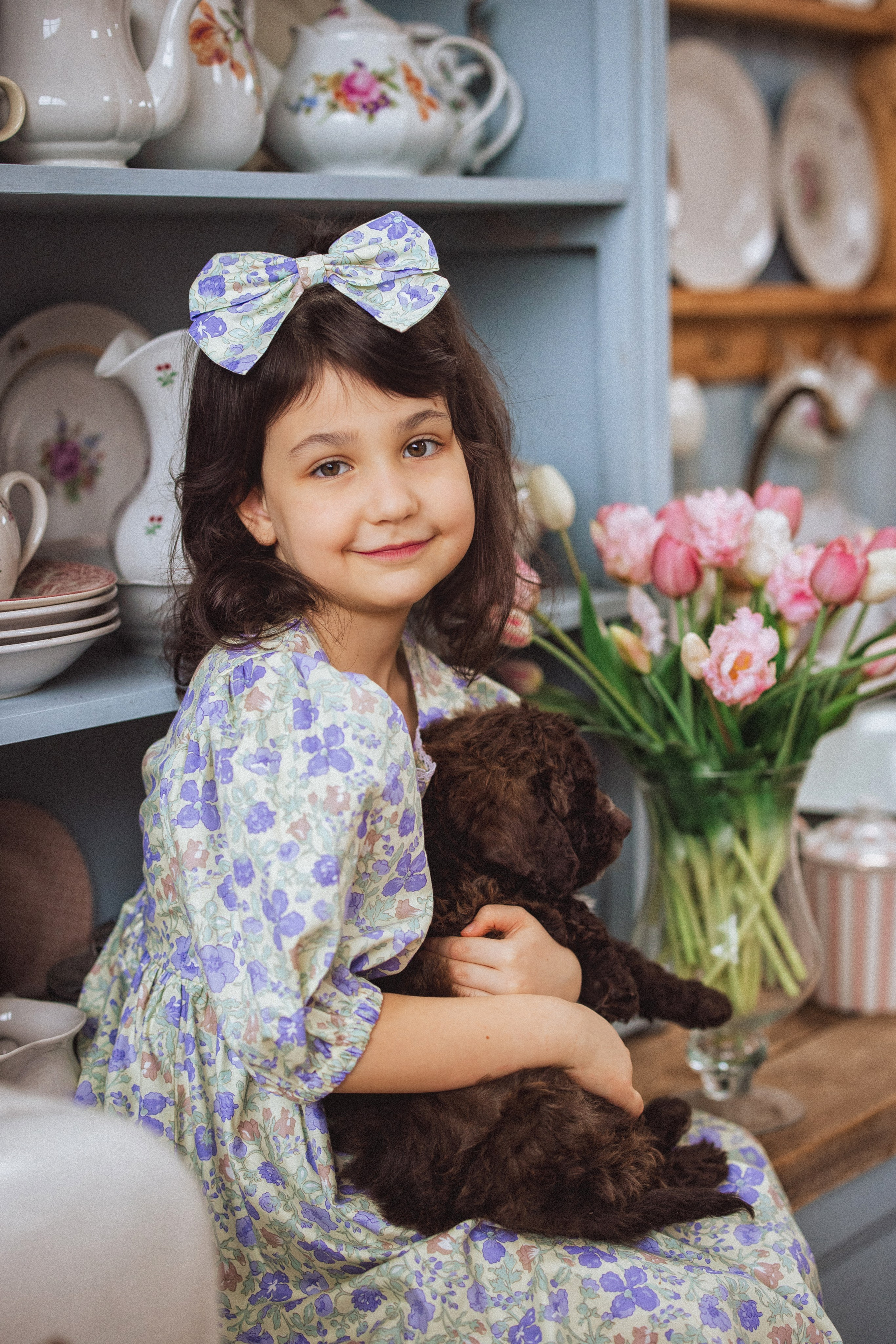 Фотосессия с щенками Лаго́тто-романьо́ло, в Винтажной фотостудии город Краснодар. Семейный и детский фотограф в Краснодаре Анна Трашкова