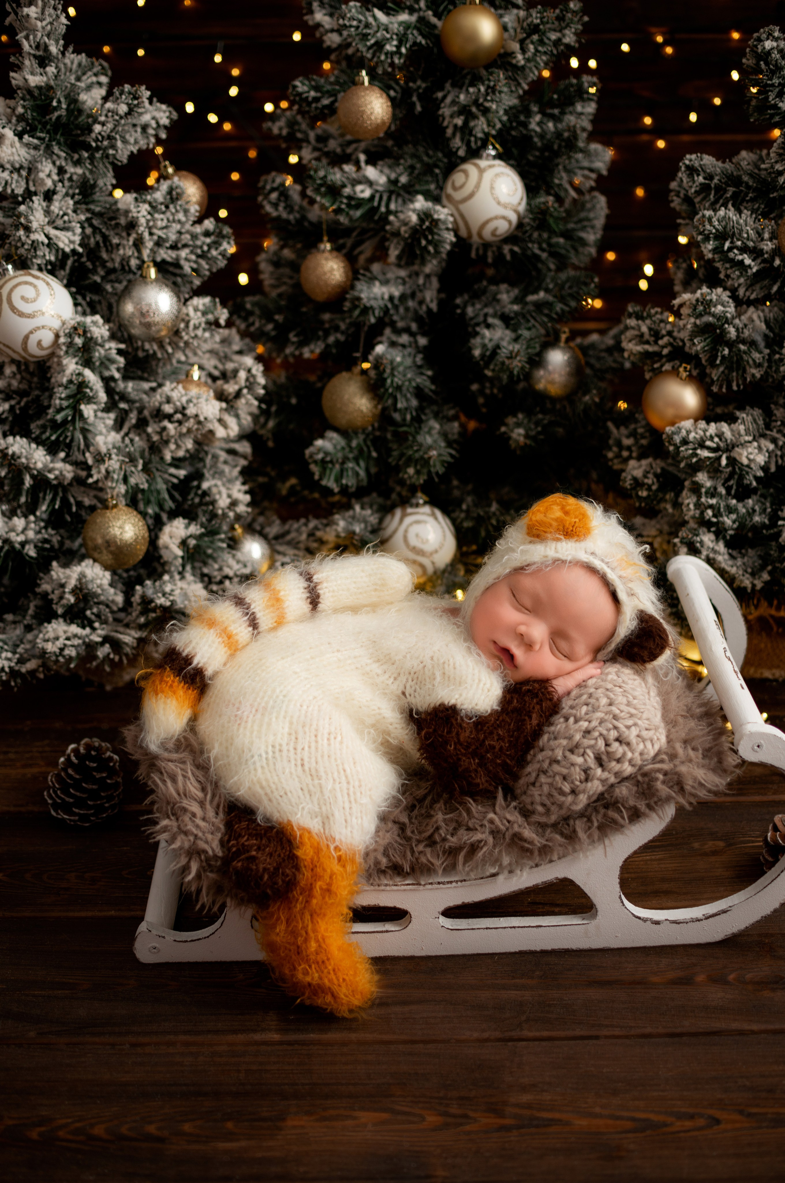 Новогодняя съёмка новорожденных в Краснодаре 2024. Фотограф новорожденных Краснодар Малышенко Надежда