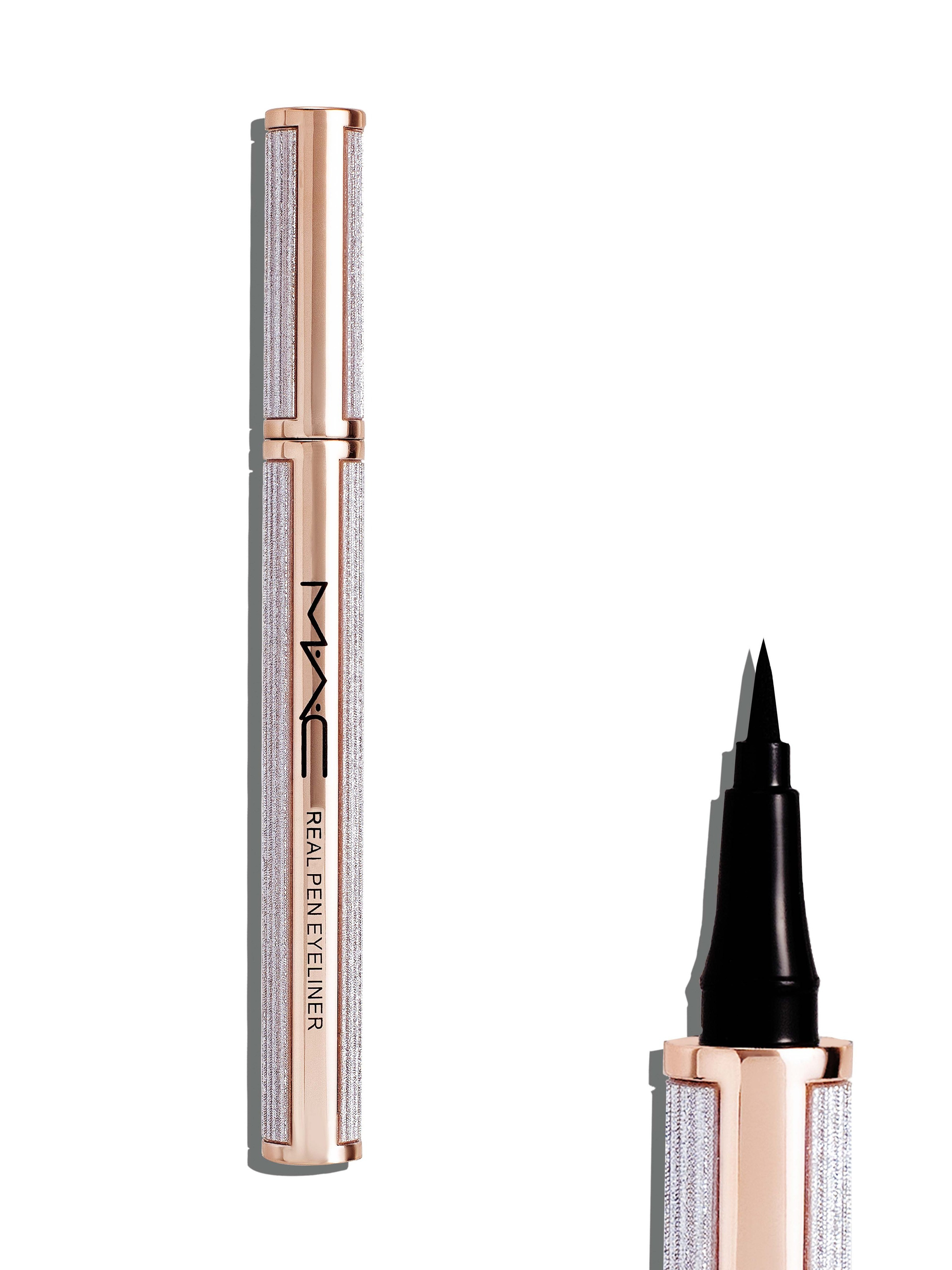 подводка для глаз черная угольная в блестящей тубе с крышкой и золотым оттенком