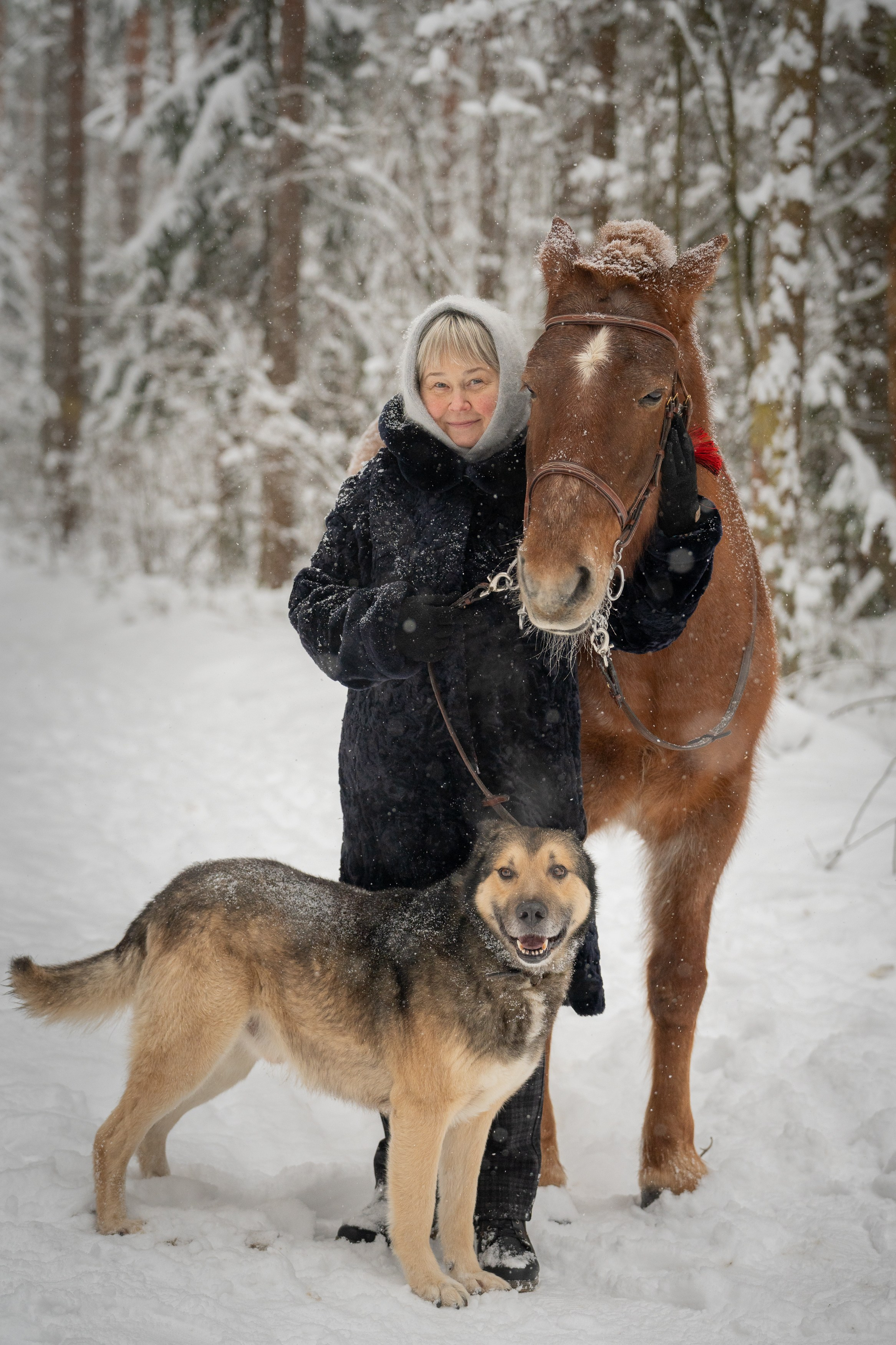 Зимняя фотосессия в лесу. Портретный фотограф Олеся Владимирова в Москве