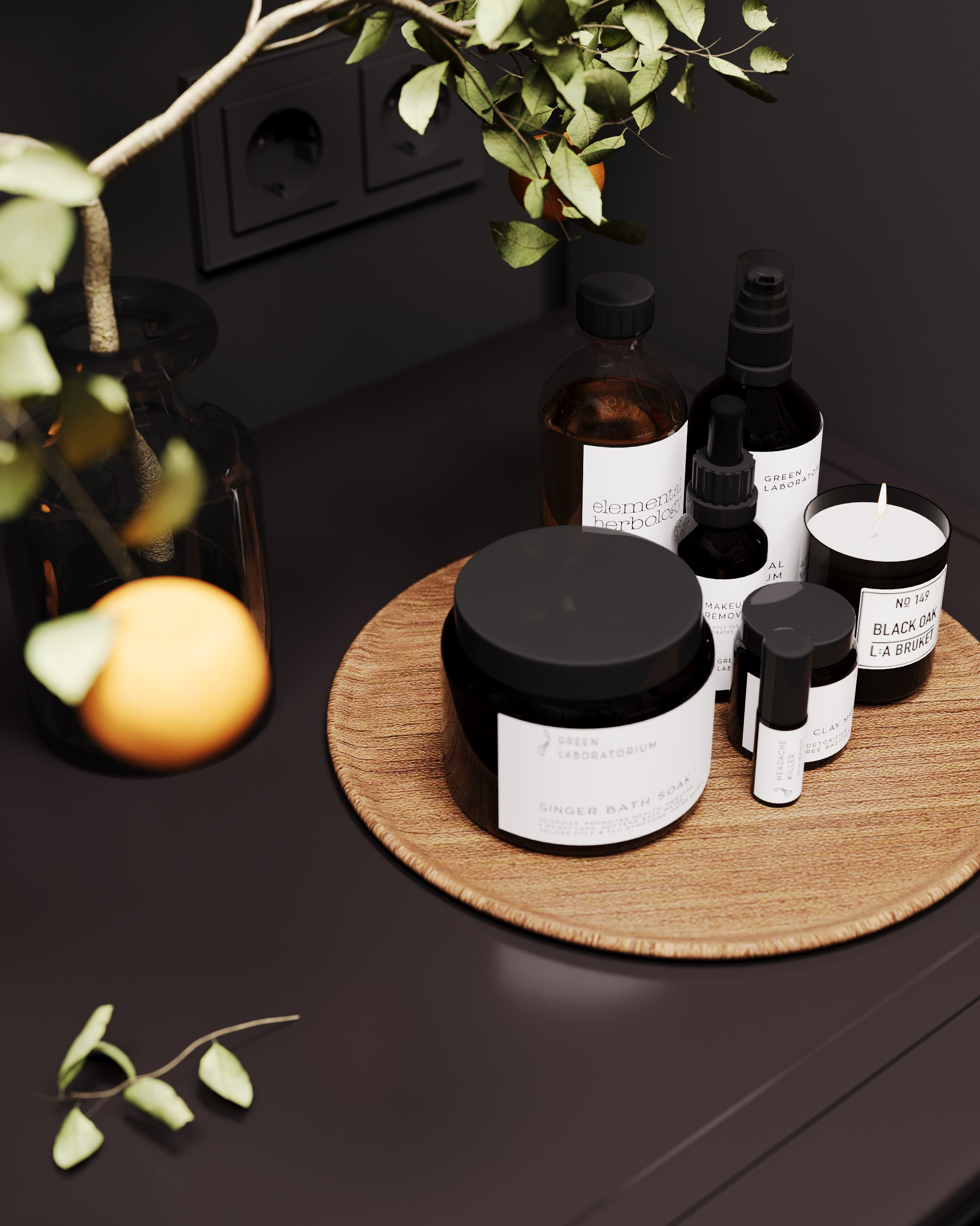 Black, winter bathroom. Дизайн интерьера | 3D визуализация | Миланская Марина