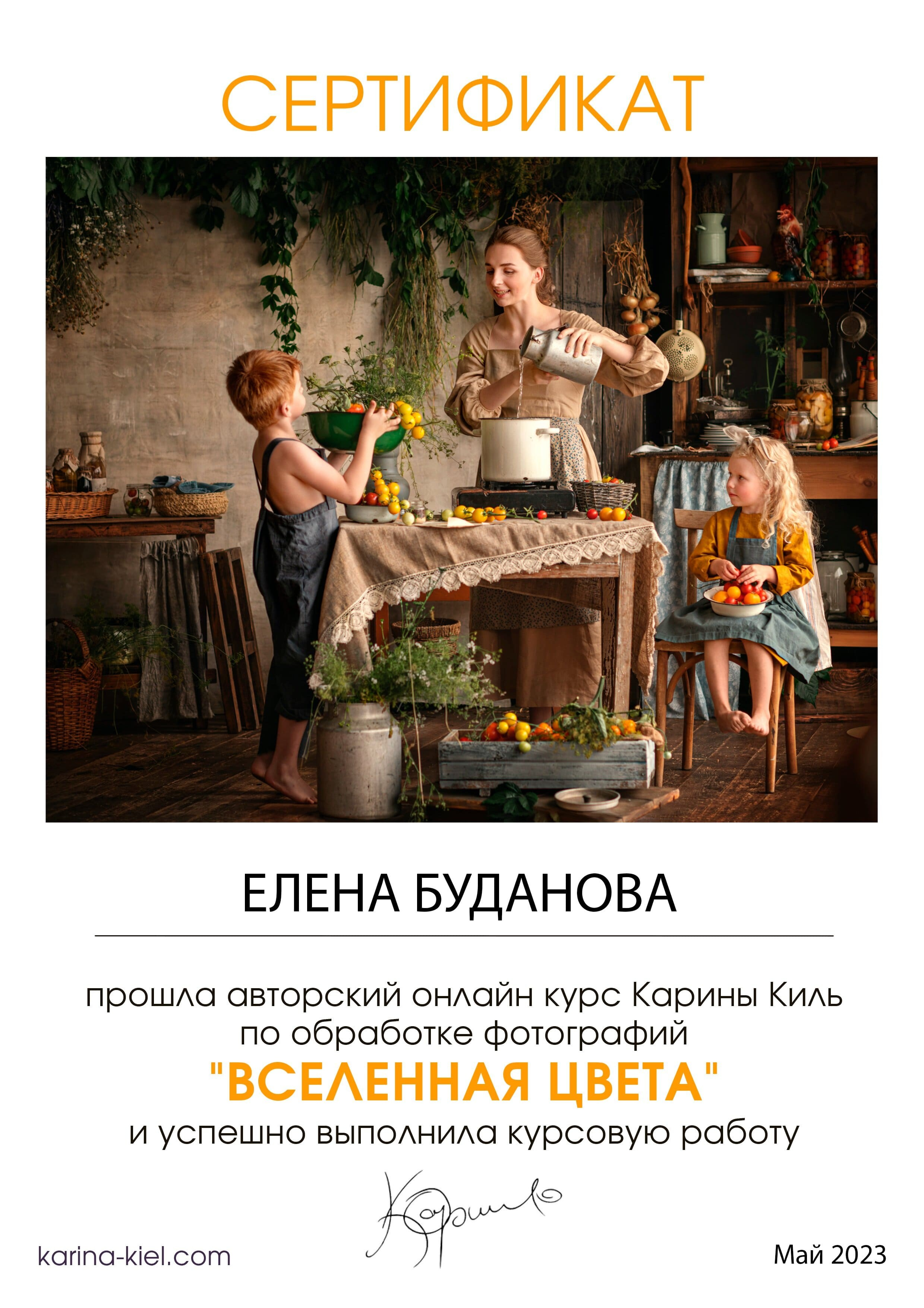 Сертификаты. Фотограф Елена Буданова Тверь