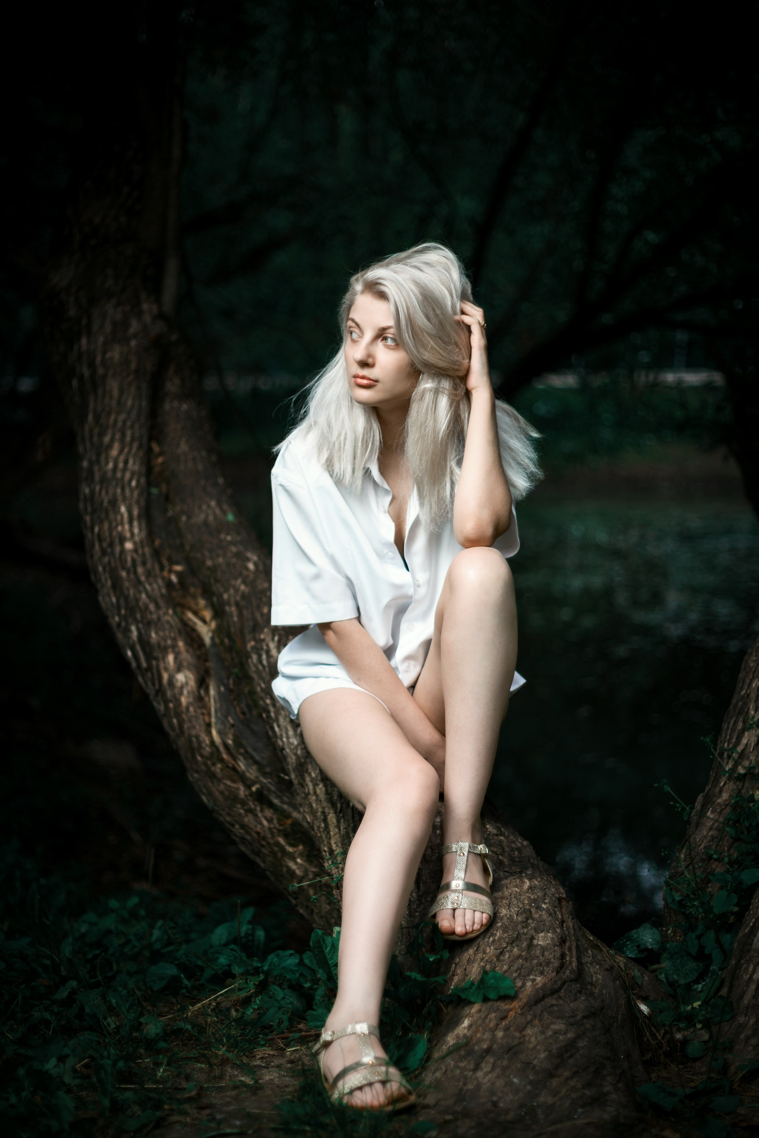 Откройте для себя магию "Белоснежной гармонии" в этом фотоальбоме, где девушка с белоснежными волосами предстаёт в утончённых образах на природе. Наслаждайтесь кадрами, где она лежит на дереве у озера и на траве, с элегантной рубашкой, добавляющей загадочности и эстетики. Девушка, молодая девушка, Блондинка, Фотосеесия, Подросток, Крашенные волосы, Озеро, Рубашка, Позировка, Потрет, Полуголая, Полуголая девушка, Девушка в белье, Дерево, Озеро, Красотка, Ноги, Трава, Ню,