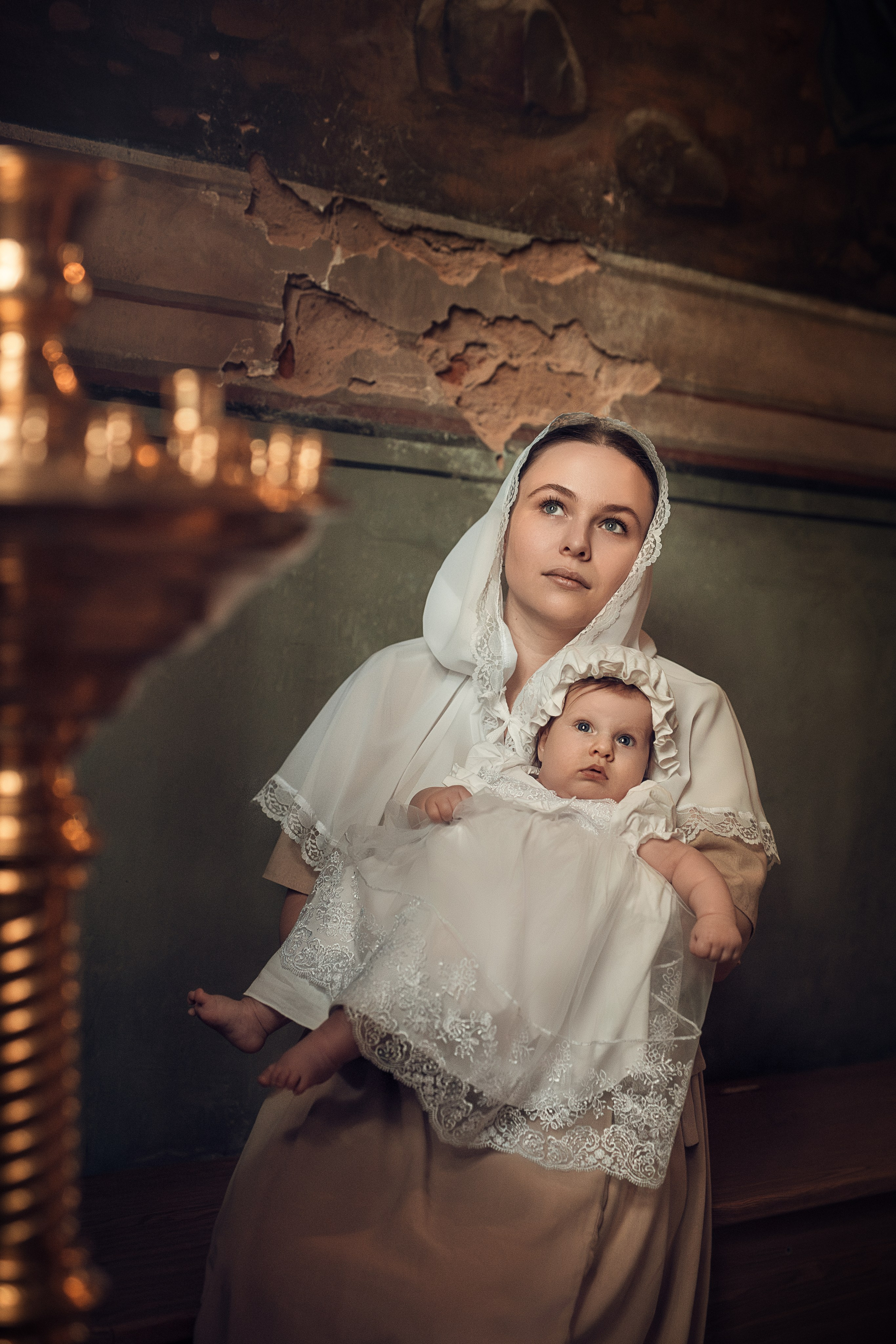 Фотосессия крещения младенца в Болтино