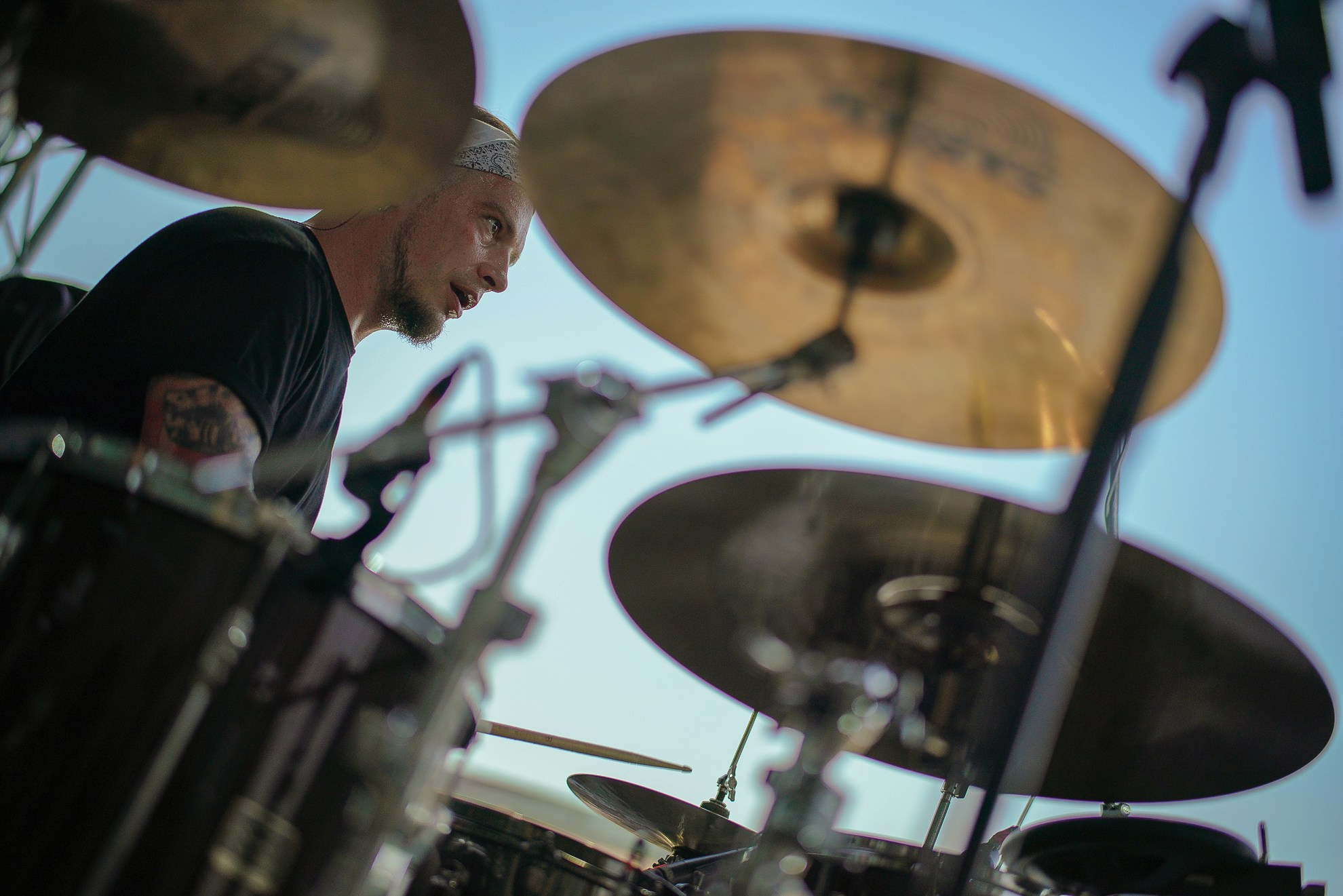 drummer in concert, reportage from festival