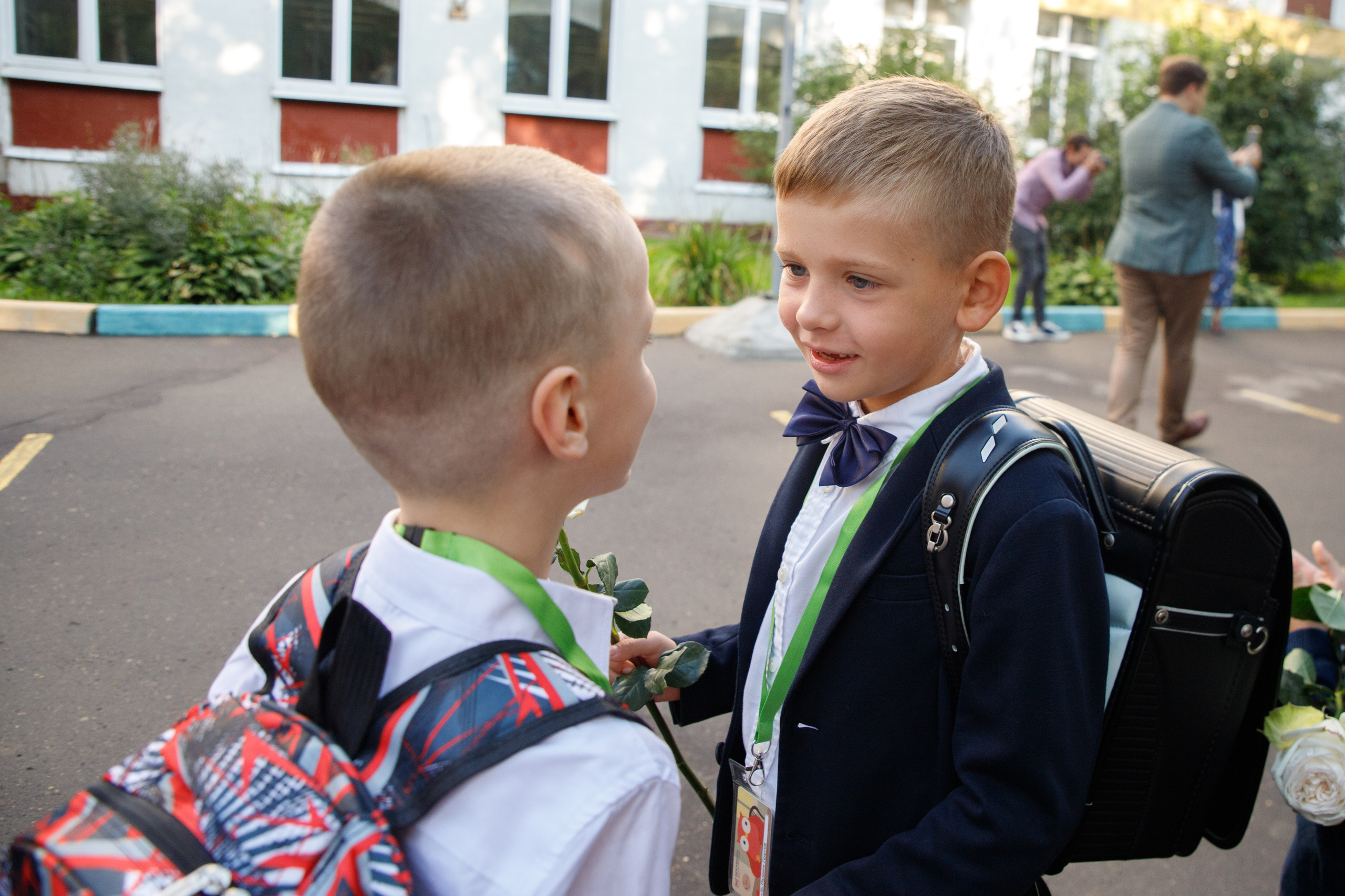 Репортажная съемка первого сентября для первоклассников. Семейный и школьный фотограф в Москве Анна Ткач