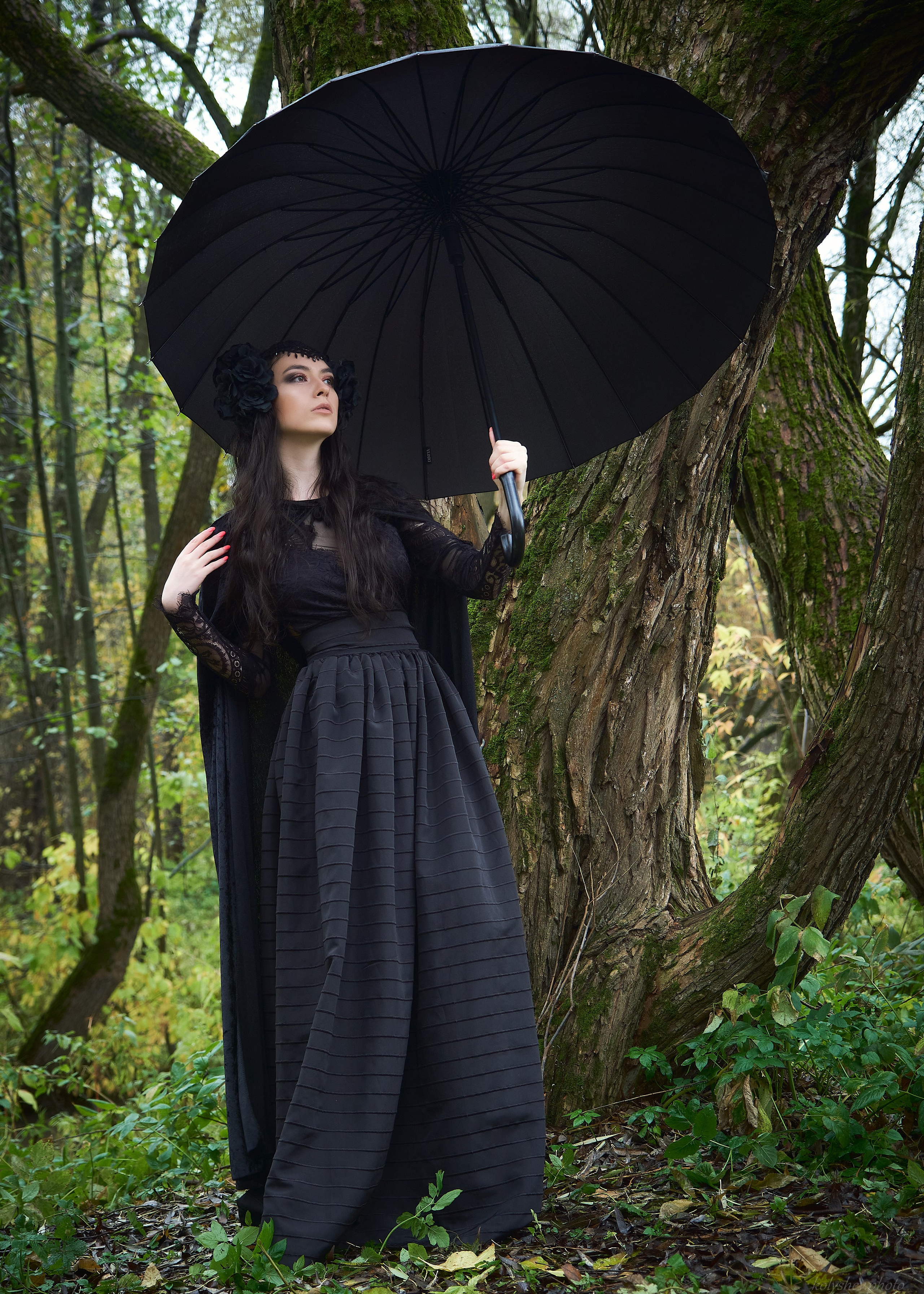 Фотосессия с вороном на природе. Портретный фотограф на новый год в Москве Виктория Колышева