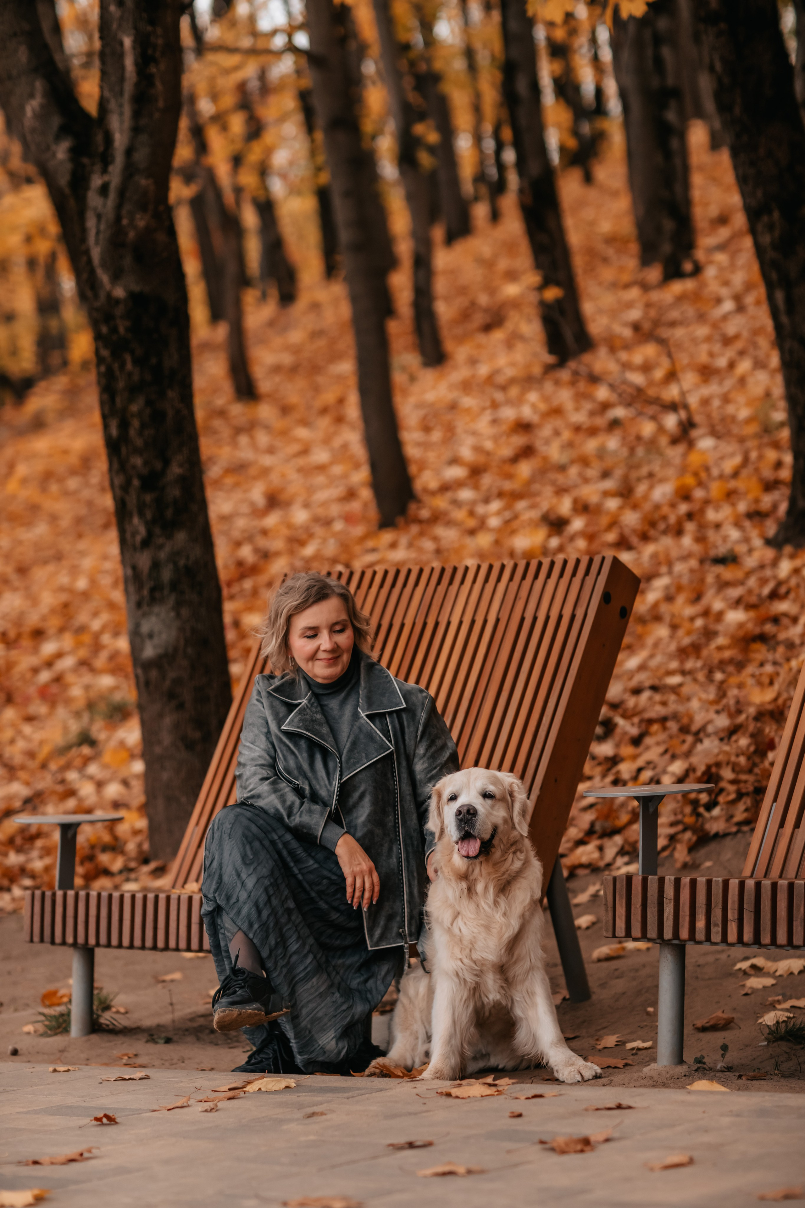Рэм и семья, прогулка в осеннем парке. Семейный фотограф анималист Мария Крючкова