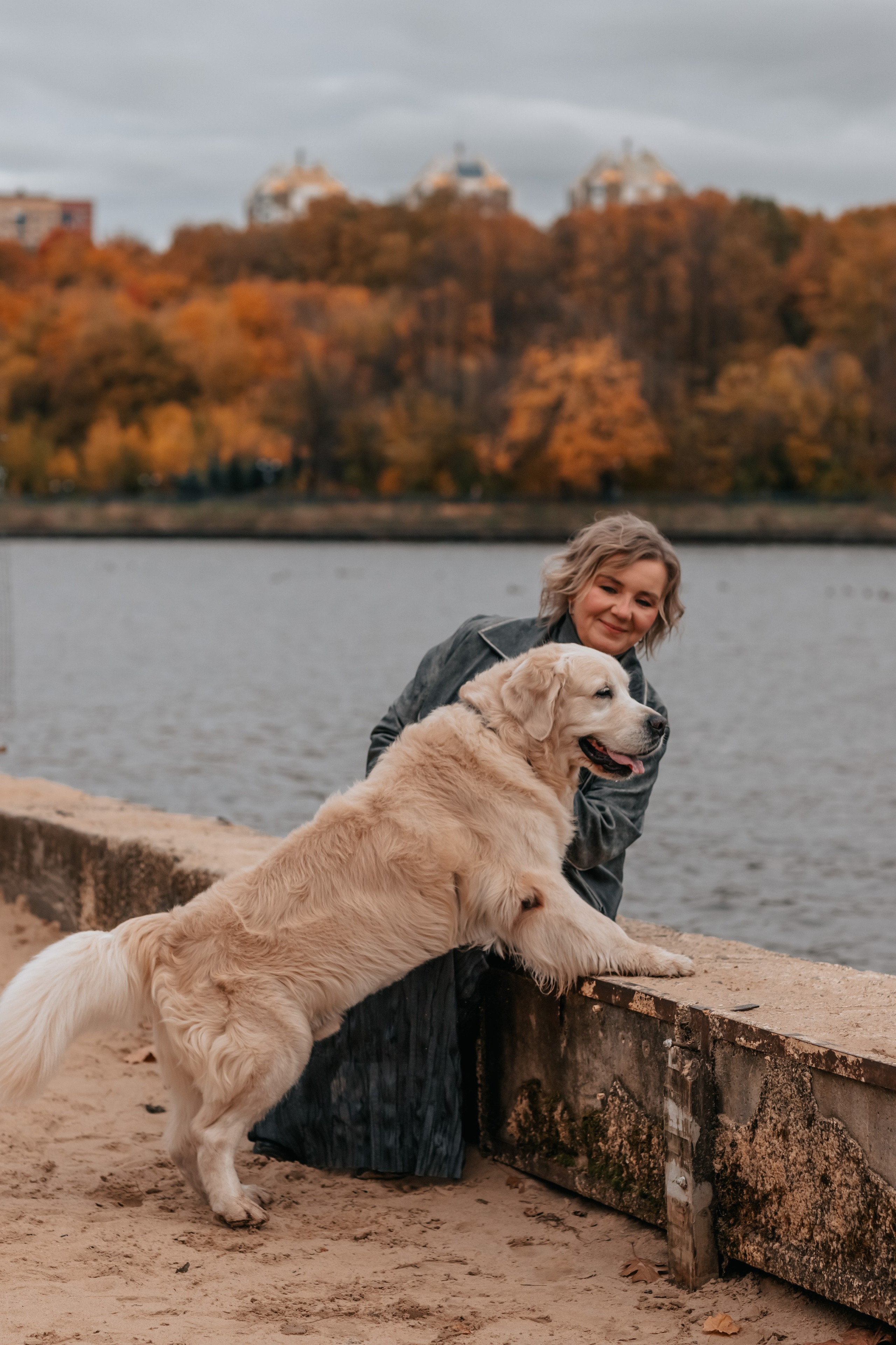 Рэм и семья, прогулка в осеннем парке. Семейный фотограф анималист Мария Крючкова