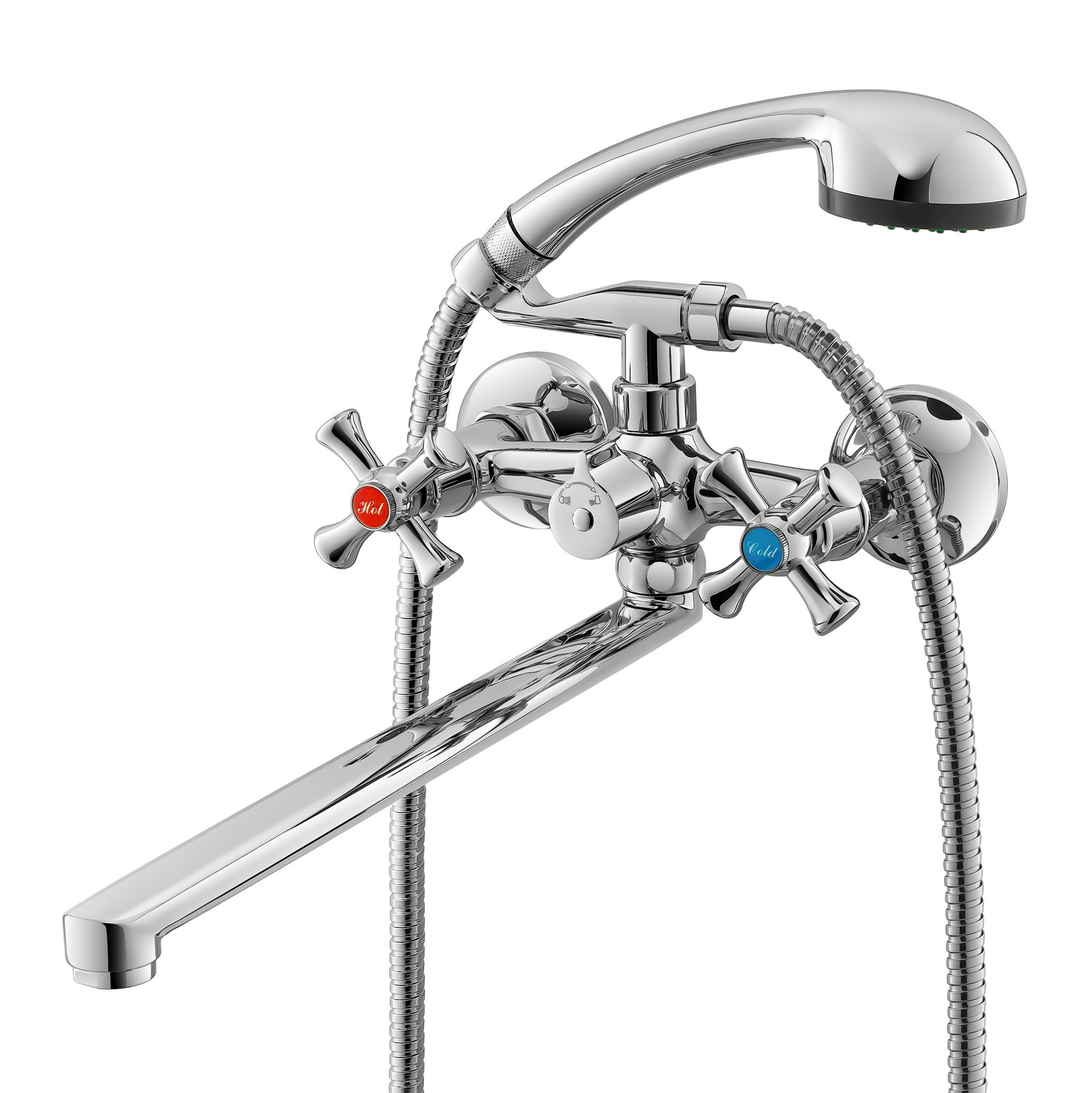 Смеситель для ванны с душевой лейкой хром