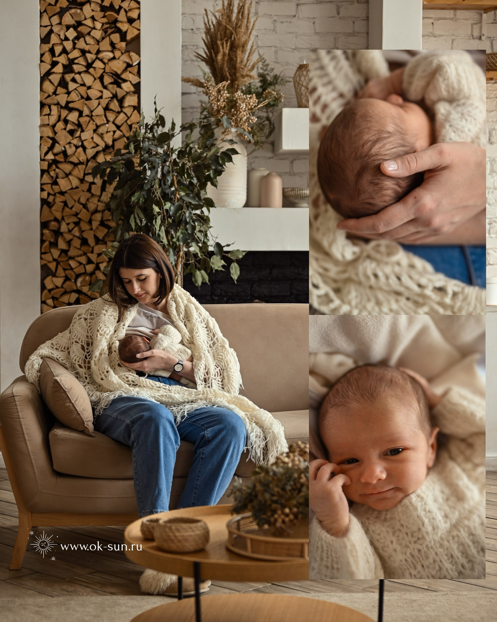 Фотосессия с новорожденным ребенком в студии