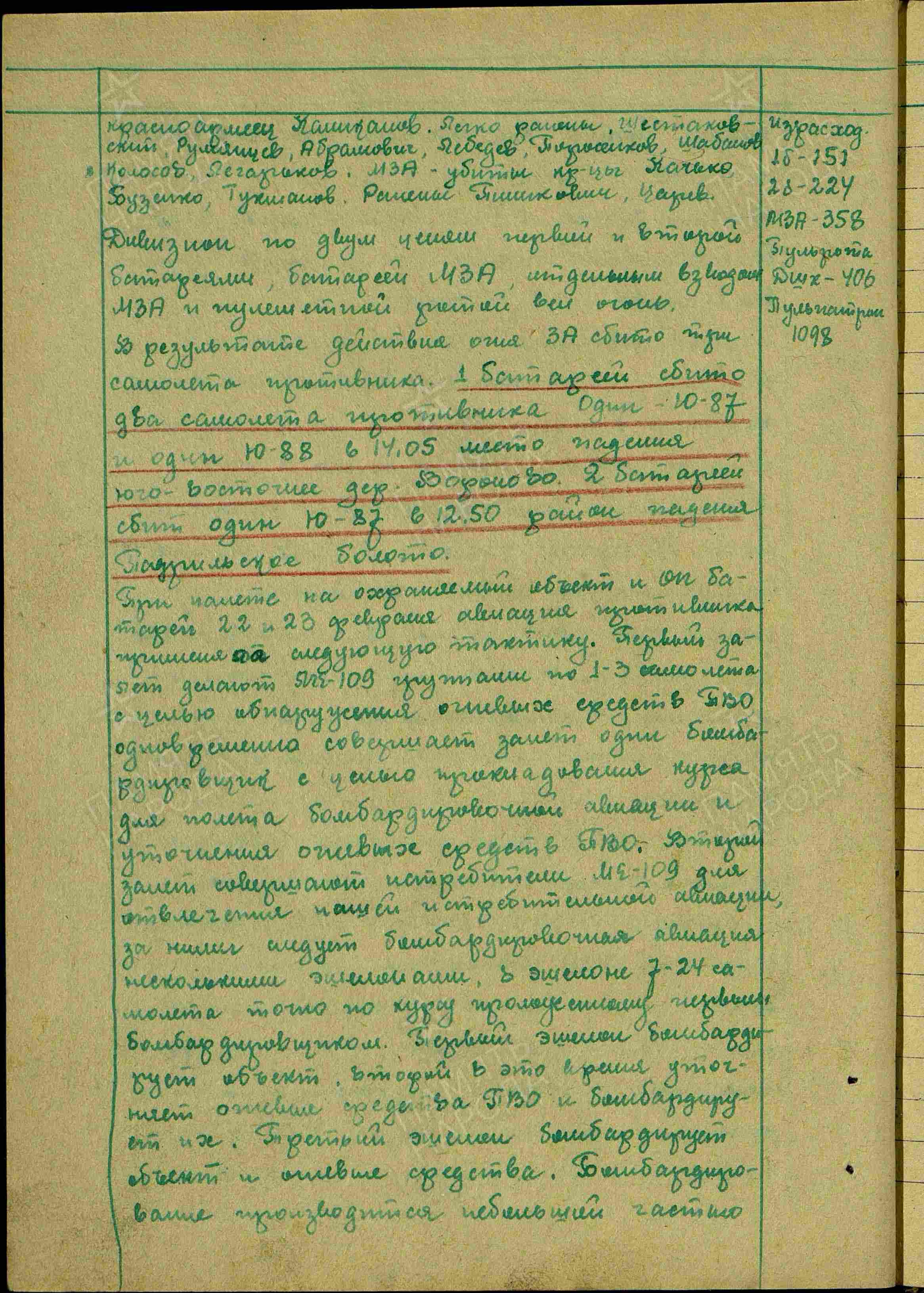 Журнал боевых действий штаба 434 озадн ПВО с 06.01.1942 г. по 26.03.1942 г. История Назиевского городского поселения