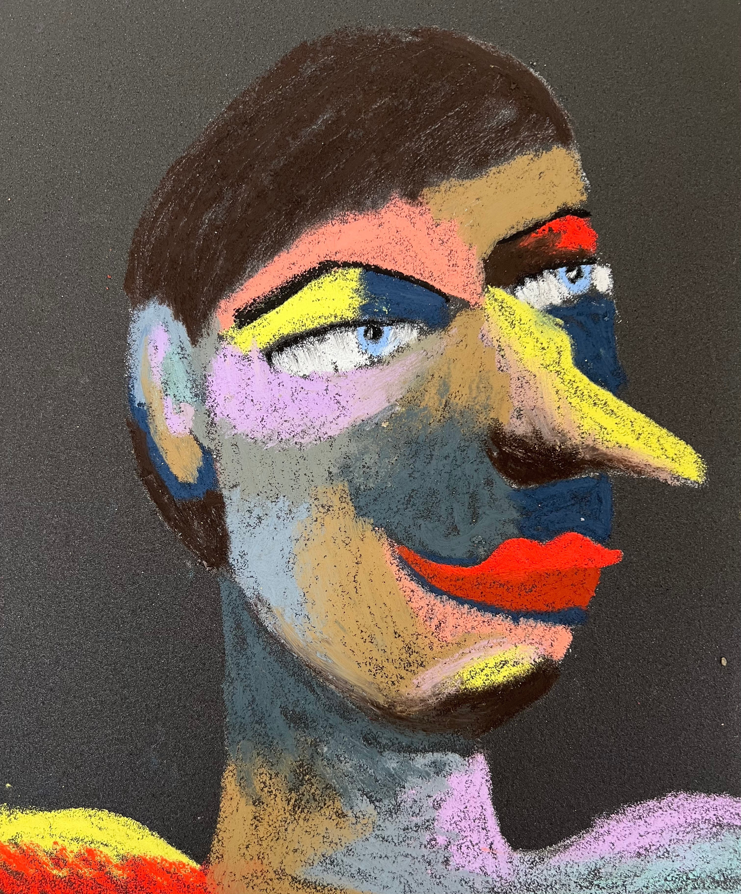 Main. Oil pastel, sandpaper. 28 x 23 cm