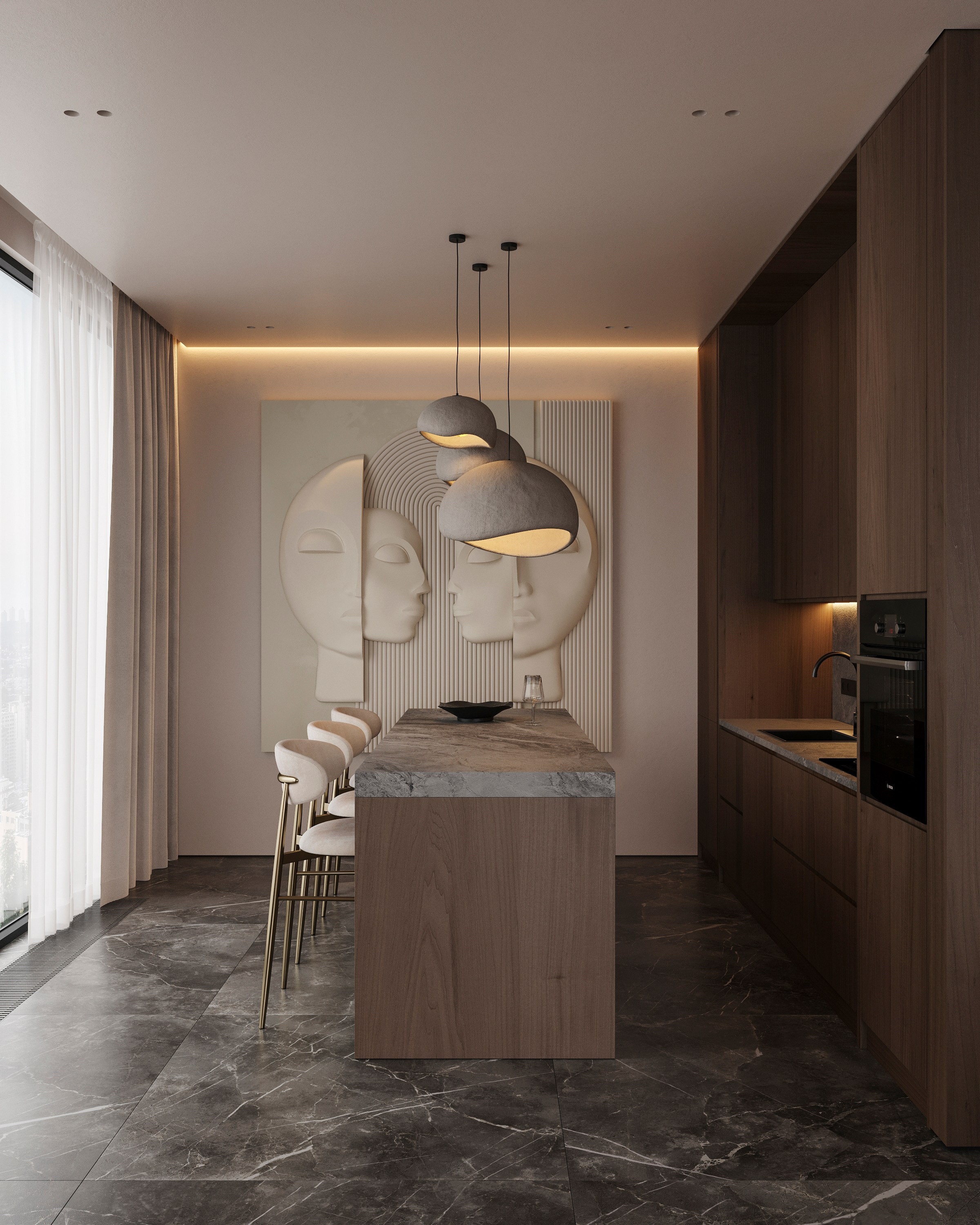 COZY SKYLINE | CONCEPTUAL PROJECT. Interior Visualization by Valerie Stetyukevich