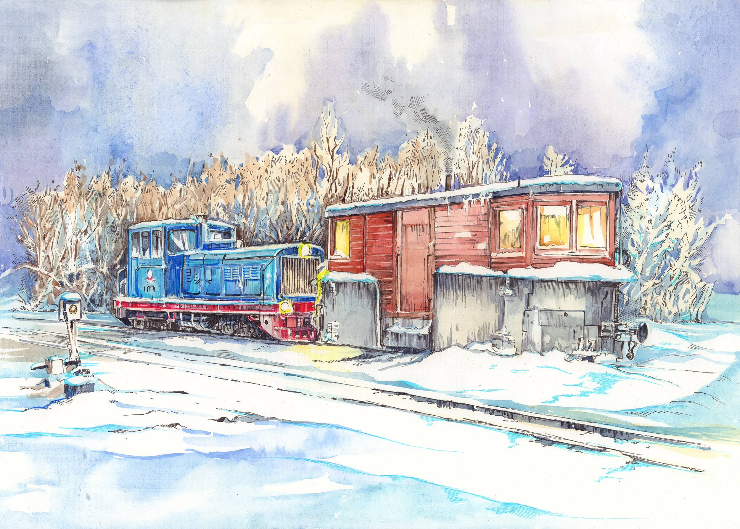 Узкоколейные железные дороги. Художник Александр Петрунин