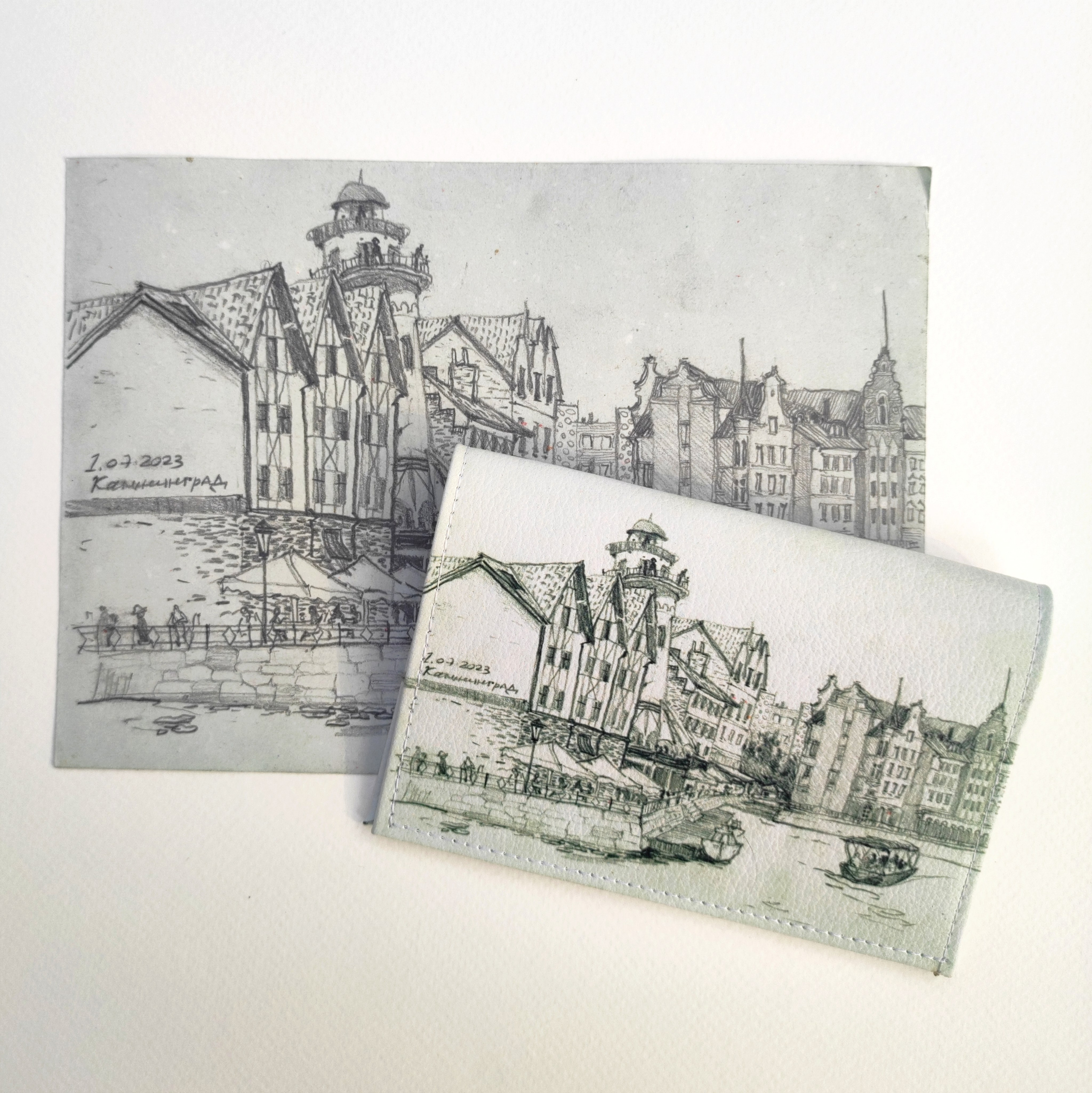 Обложка на паспорт "Калининград", натуральная кожа