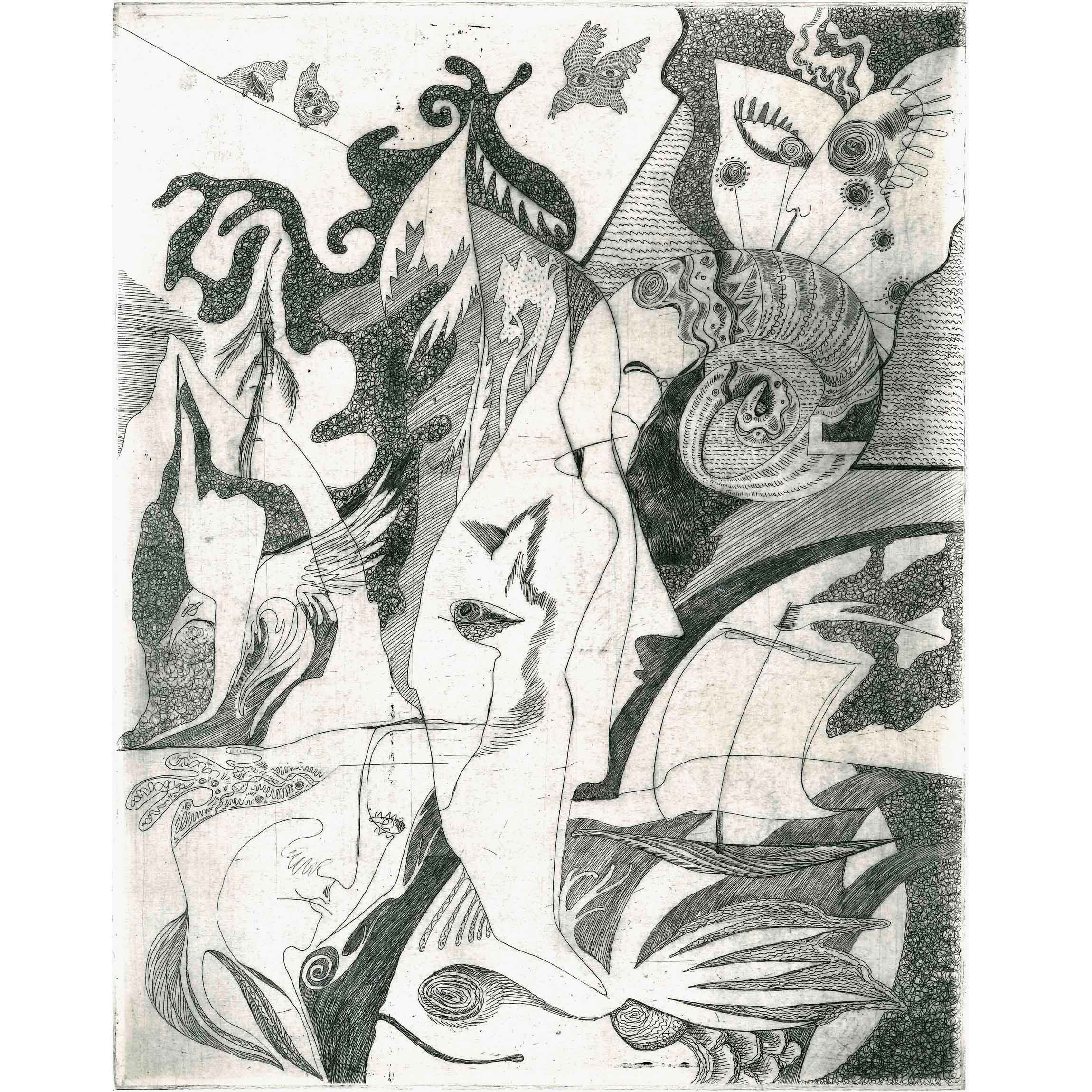 СКАЗКИ НА НОЧЬ. офорт гравюра графика Перепеченова Анна