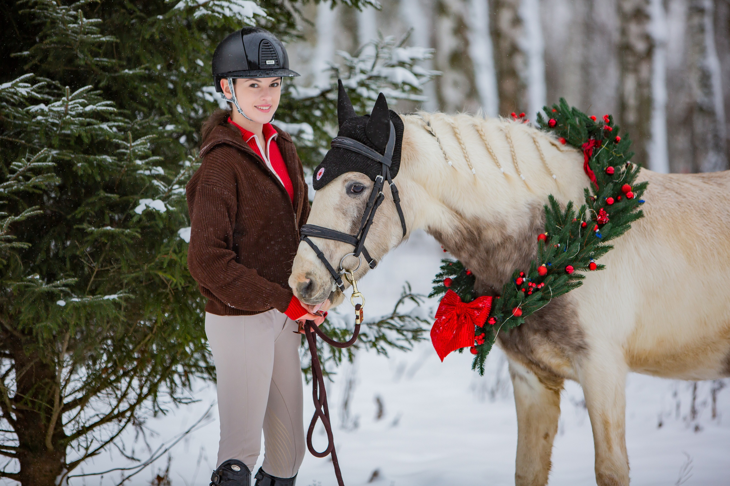 Виктория и Джуни новогодняя фотосессия. Конный фотограф Юлия Дроздова