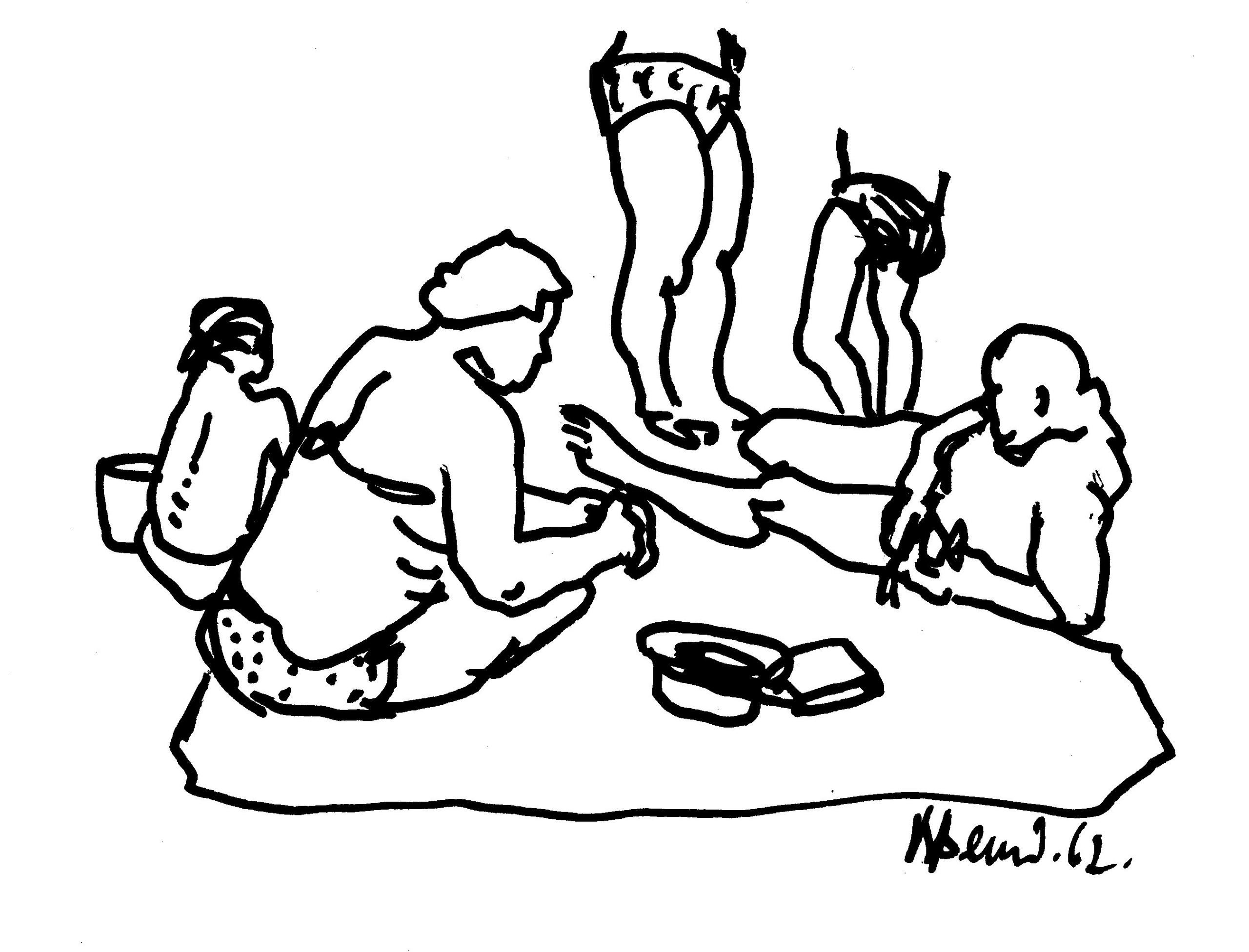 1962.На пляже.Тушь