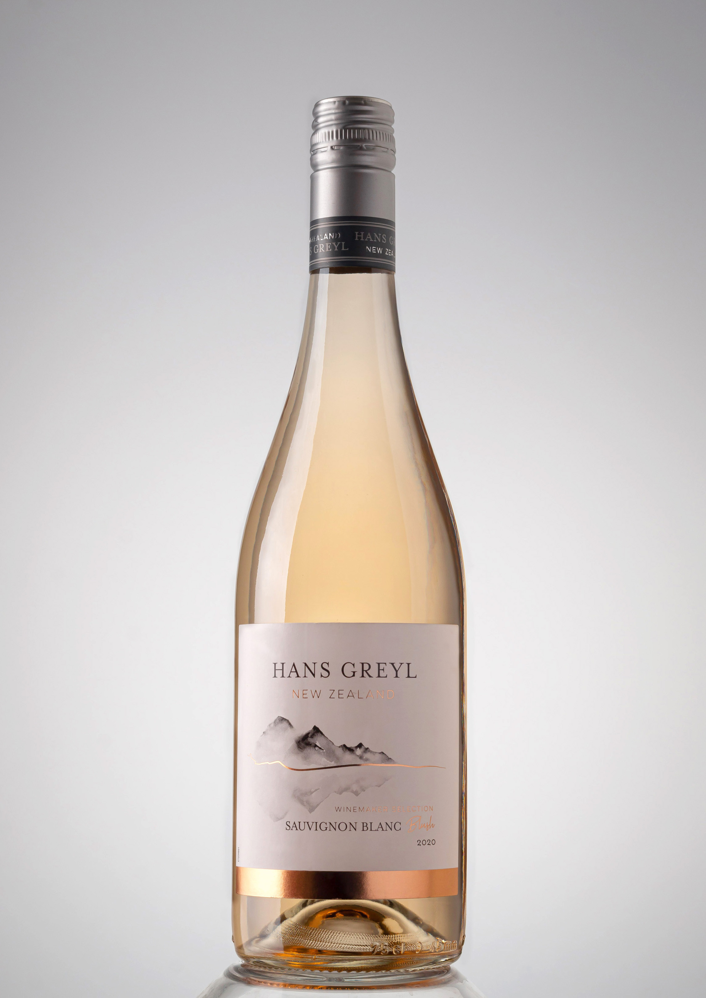 Стеклянная бутылка светлого розового вина Hans Greyl