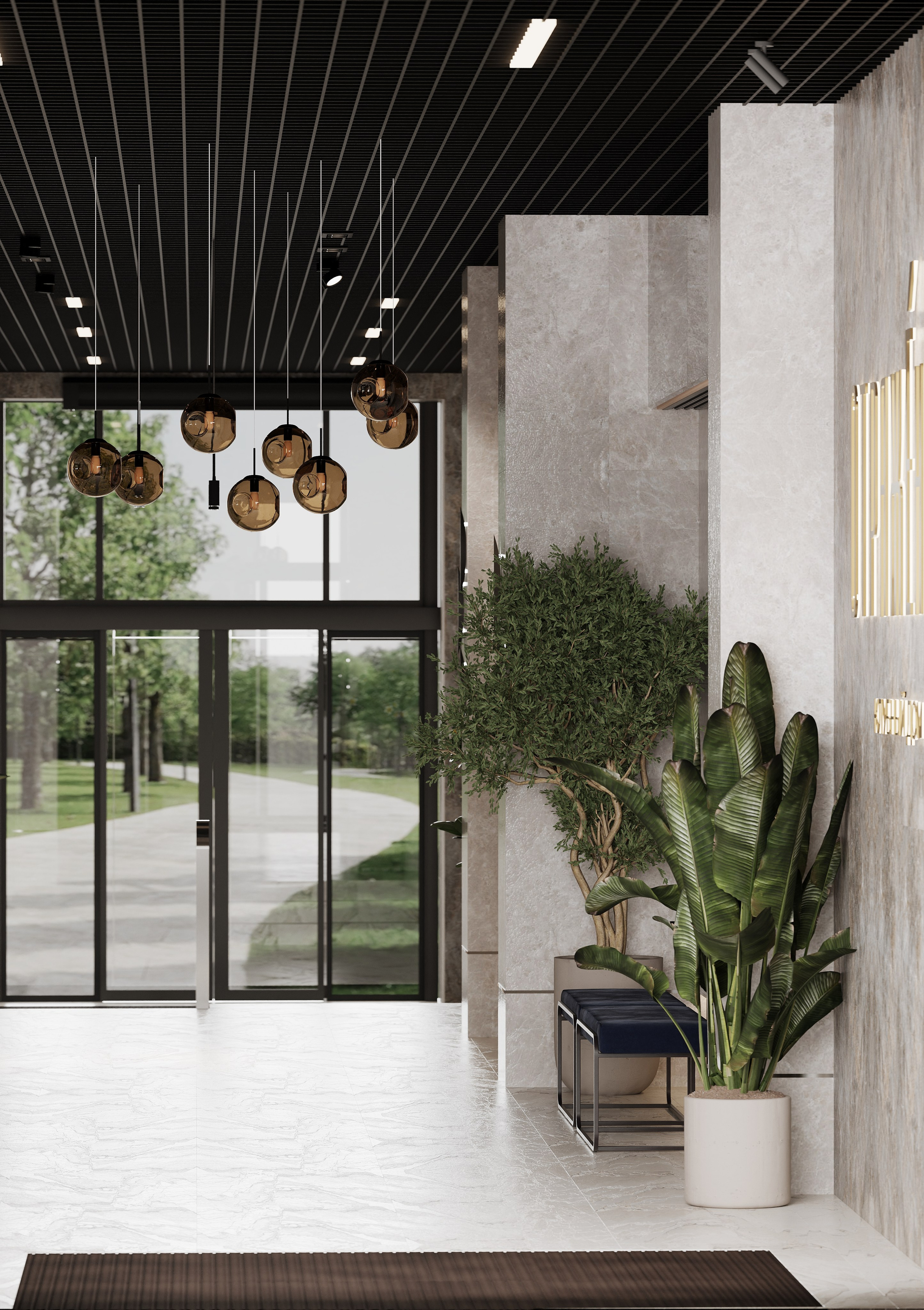 Визуализации Холла. Клубный дом «Отражение». Дизайнер Елена Дрожжина. 3d визуализатор интерьеров