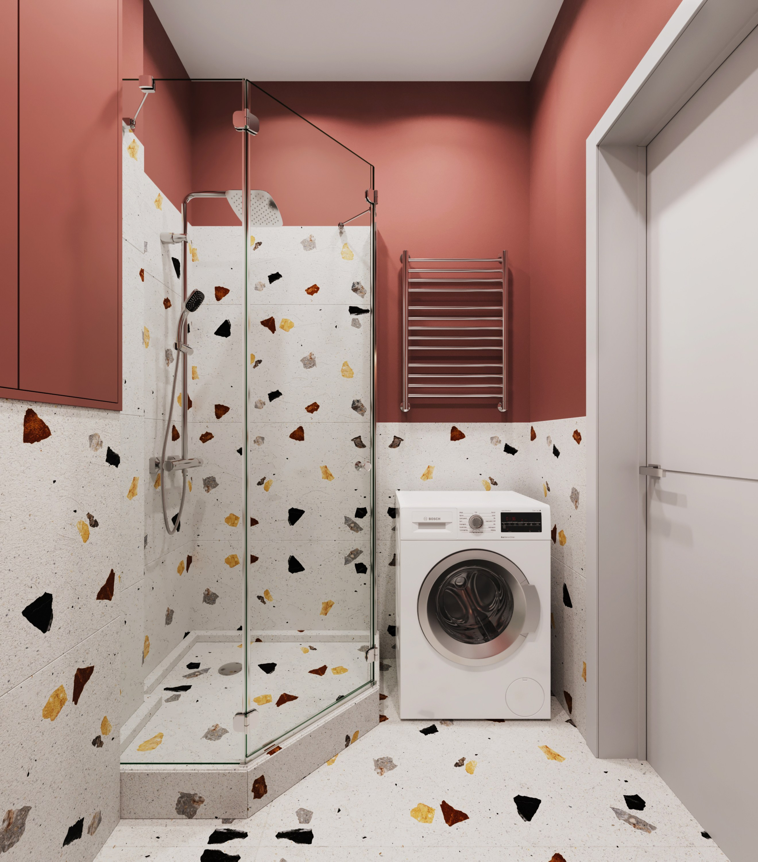 Санузел в арендной квартире ЖК Наследие Санкт-Петербург дизайнер Ксения Новикова ksudsgn практичные решения яркие оттенки