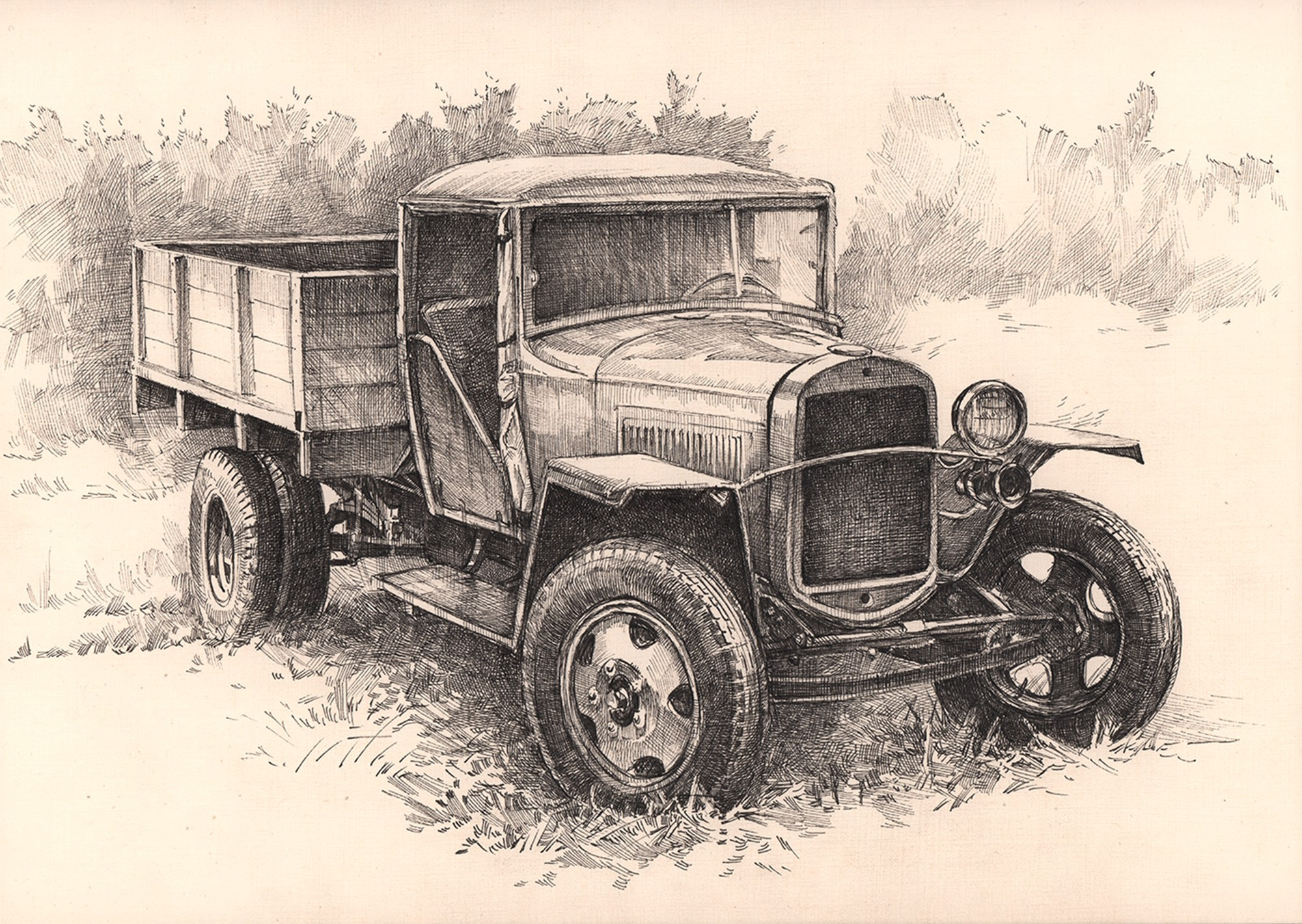 Легковые и грузовые автомашины СССР. Художник Александр Петрунин