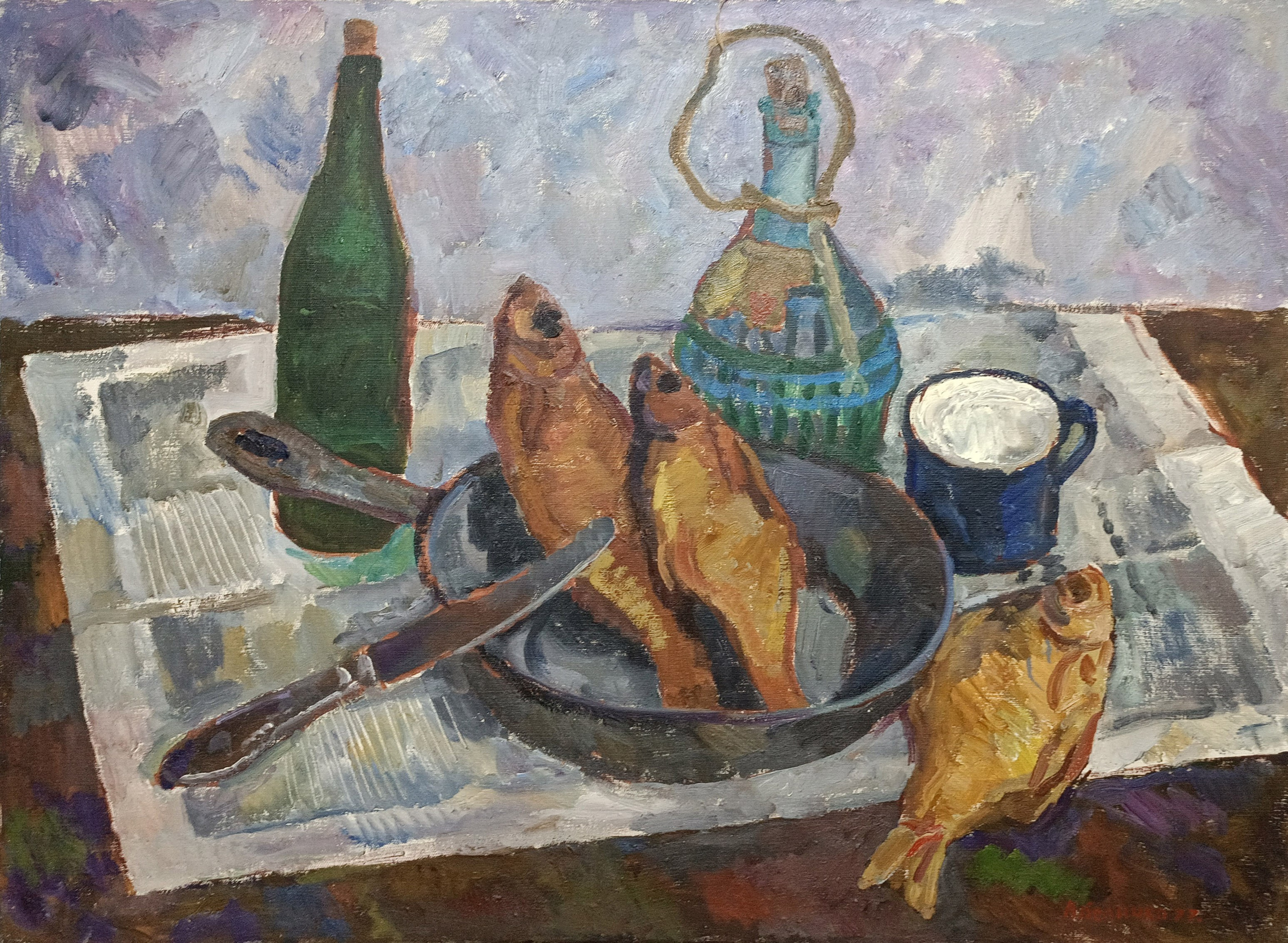 «Сковорода и рыбы» 1977 год. Художник Величко Вадим Семёнович