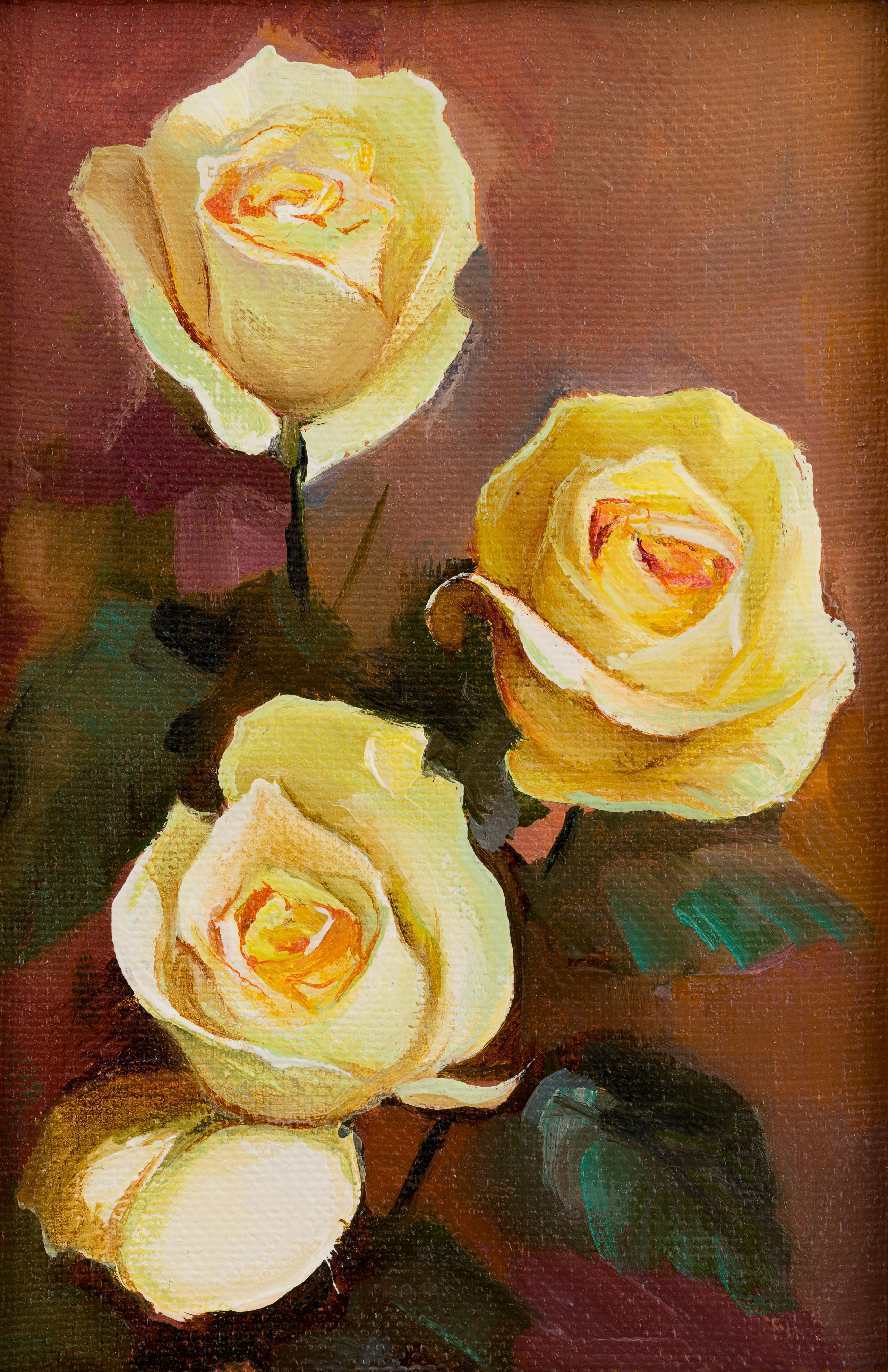 «Розы» - художник Александр Калашников (холст, масло, 12x18см, 2007)