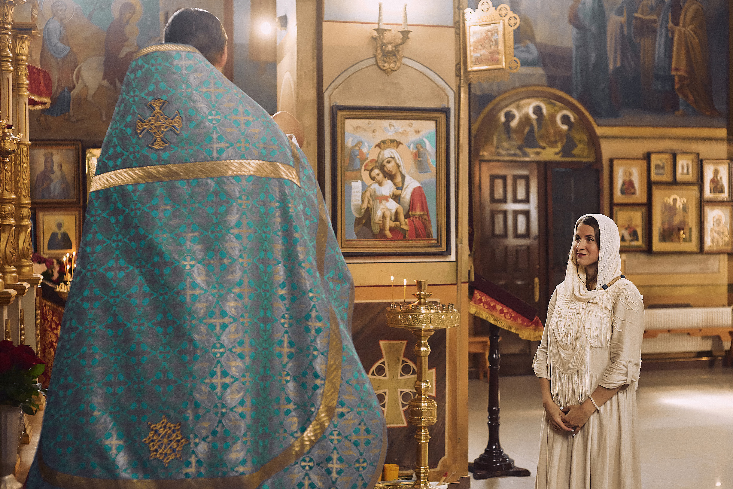 Таинство крещения в Церкови иконы Божией Матери Одигитрия Иерусалимского. Свадебный и семейный фотограф Владимир Карамышев