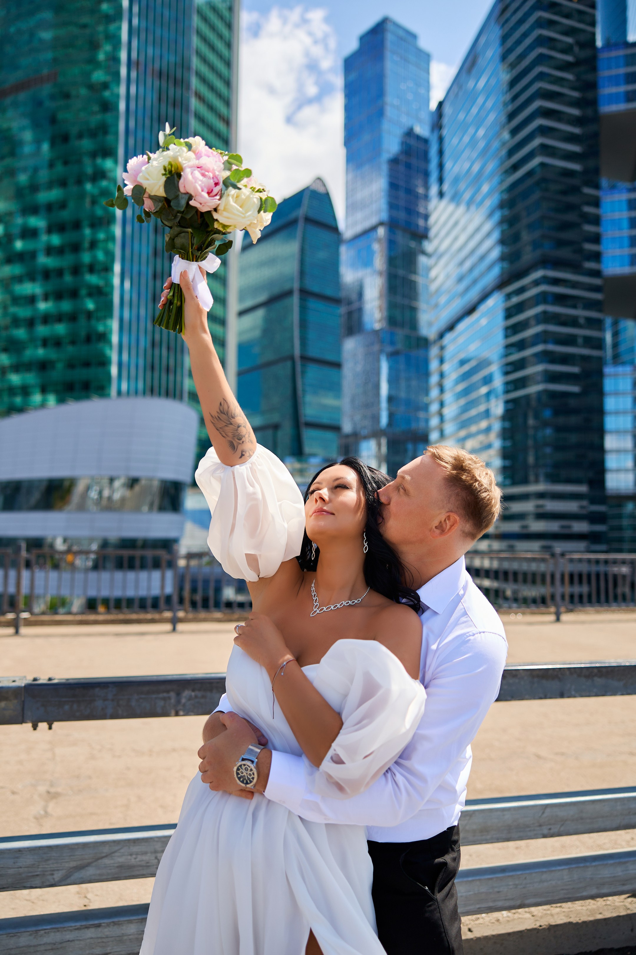 Свадебная фотосессия в Москва-Сити. Свадебный фотограф Сергей Колбинский