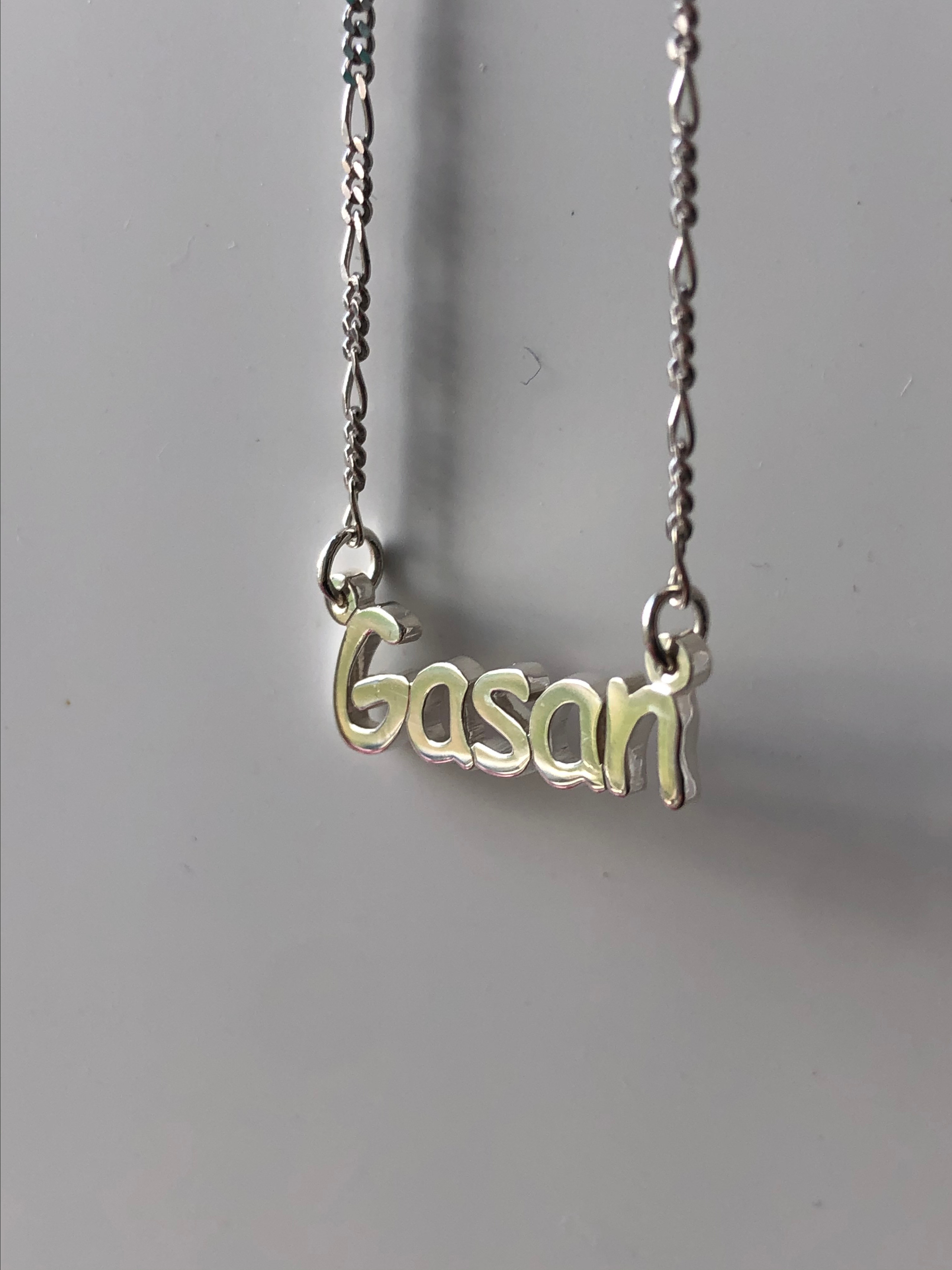 Именная подвеска "Gasan" из серебра 925 пробы, родирование. 