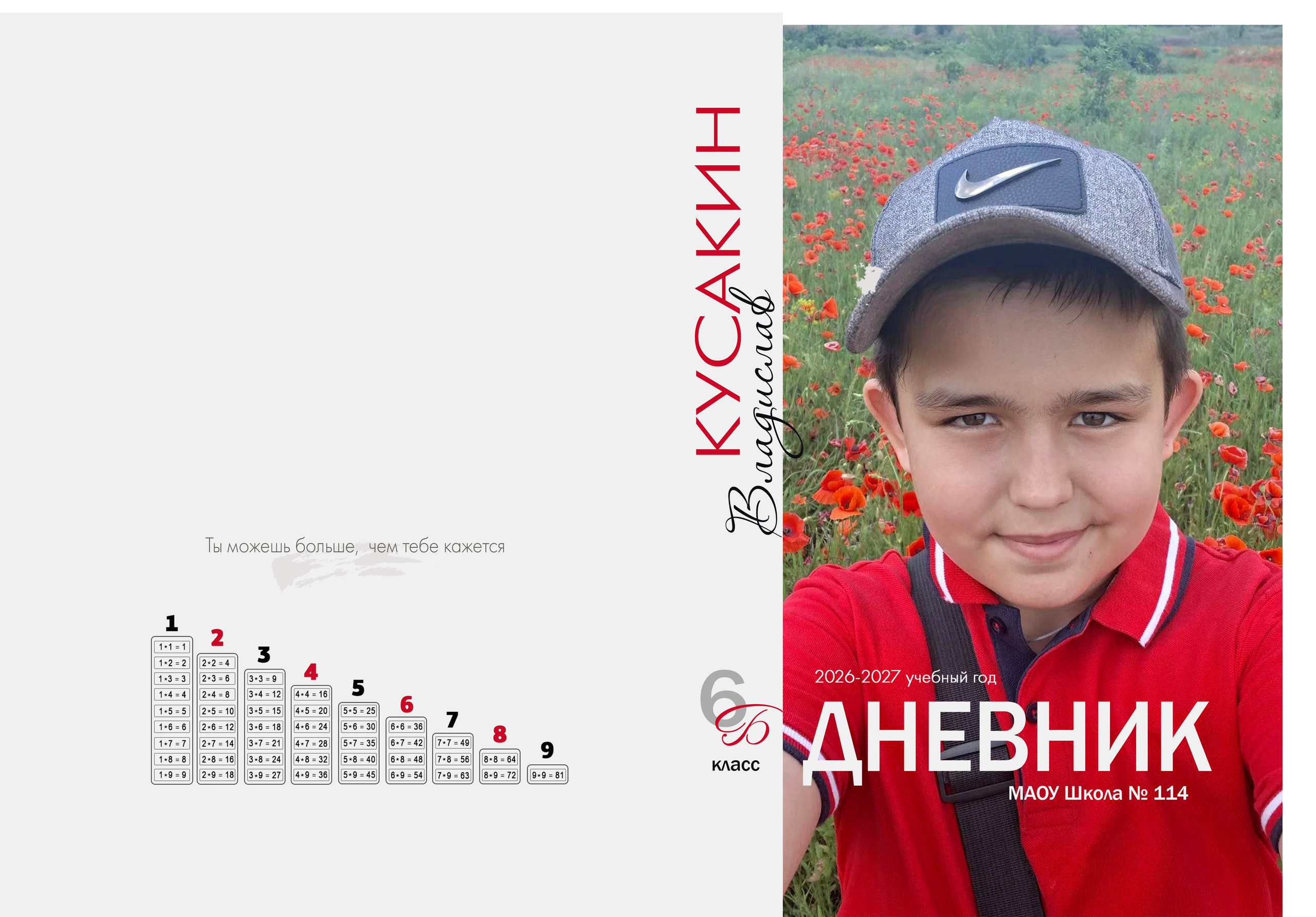Стильный дизайн обложки школьного дневника с фотографией ребёнка, Ростов.