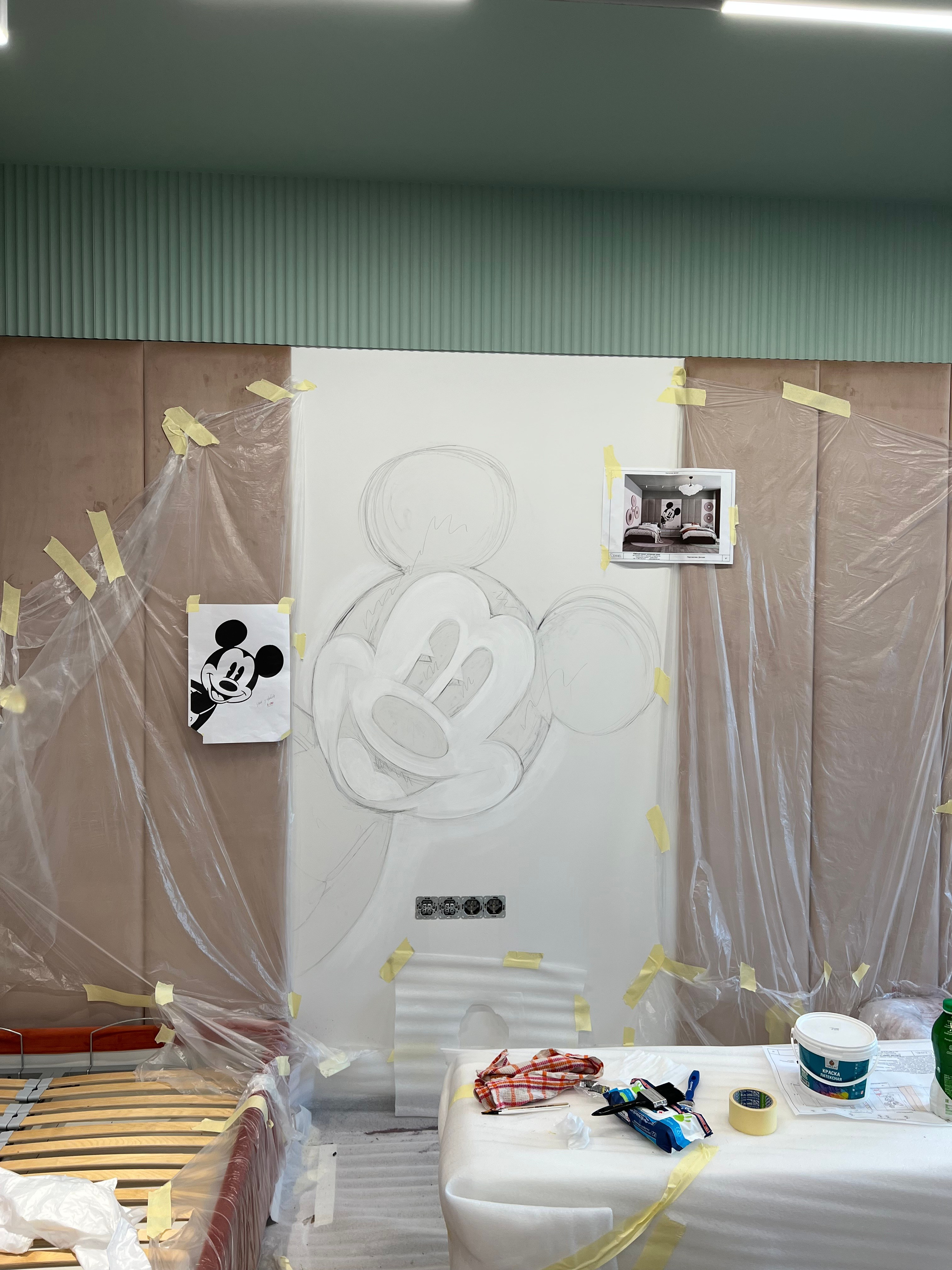 Роспись стен в детской ЖК " Резиденции Сколково». Дизайн интерьеров с Анастасией Рулевой