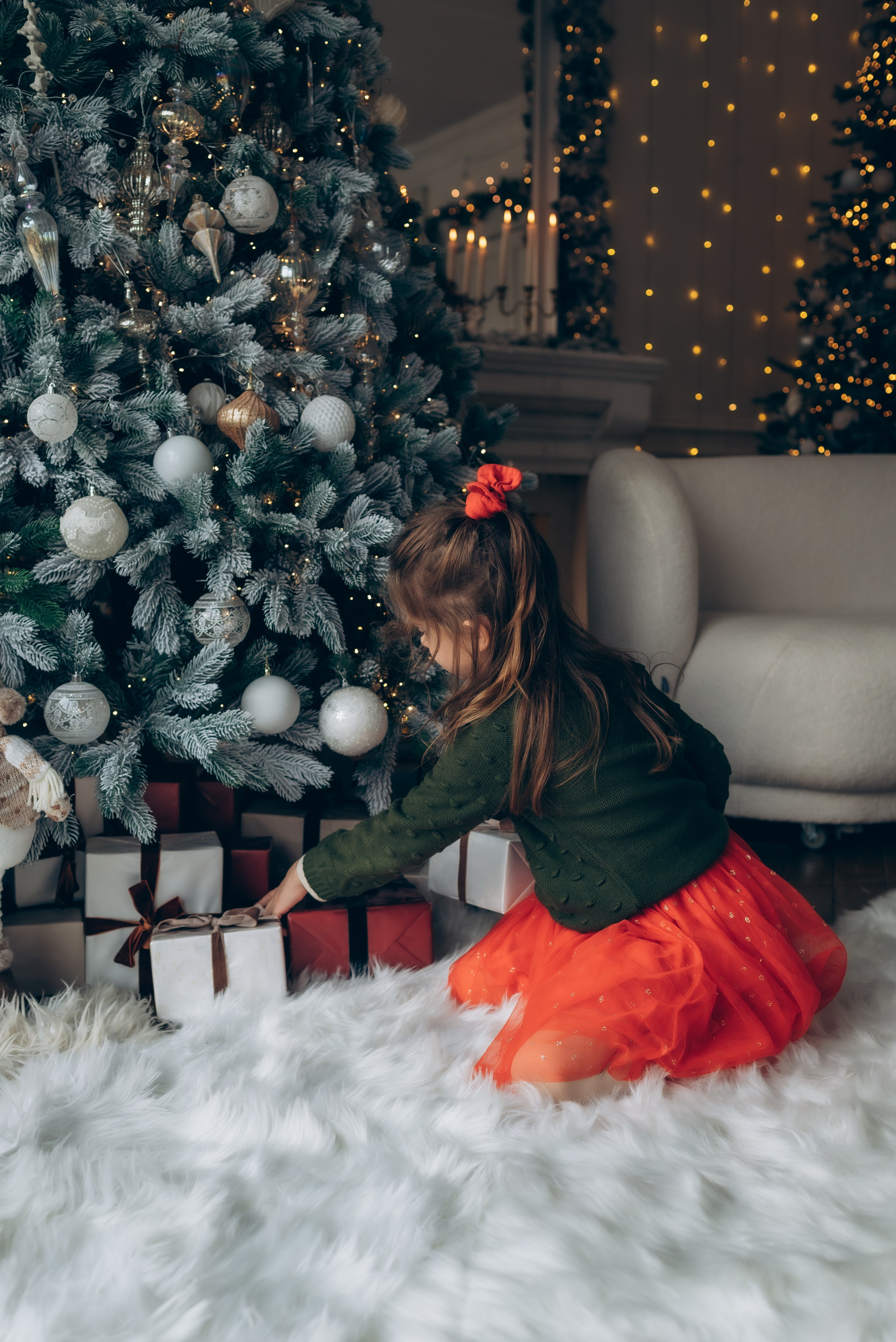Новогодняя съемка Ксюша с дочками. Семейный фотограф в Тюмени Ксения Мязитова