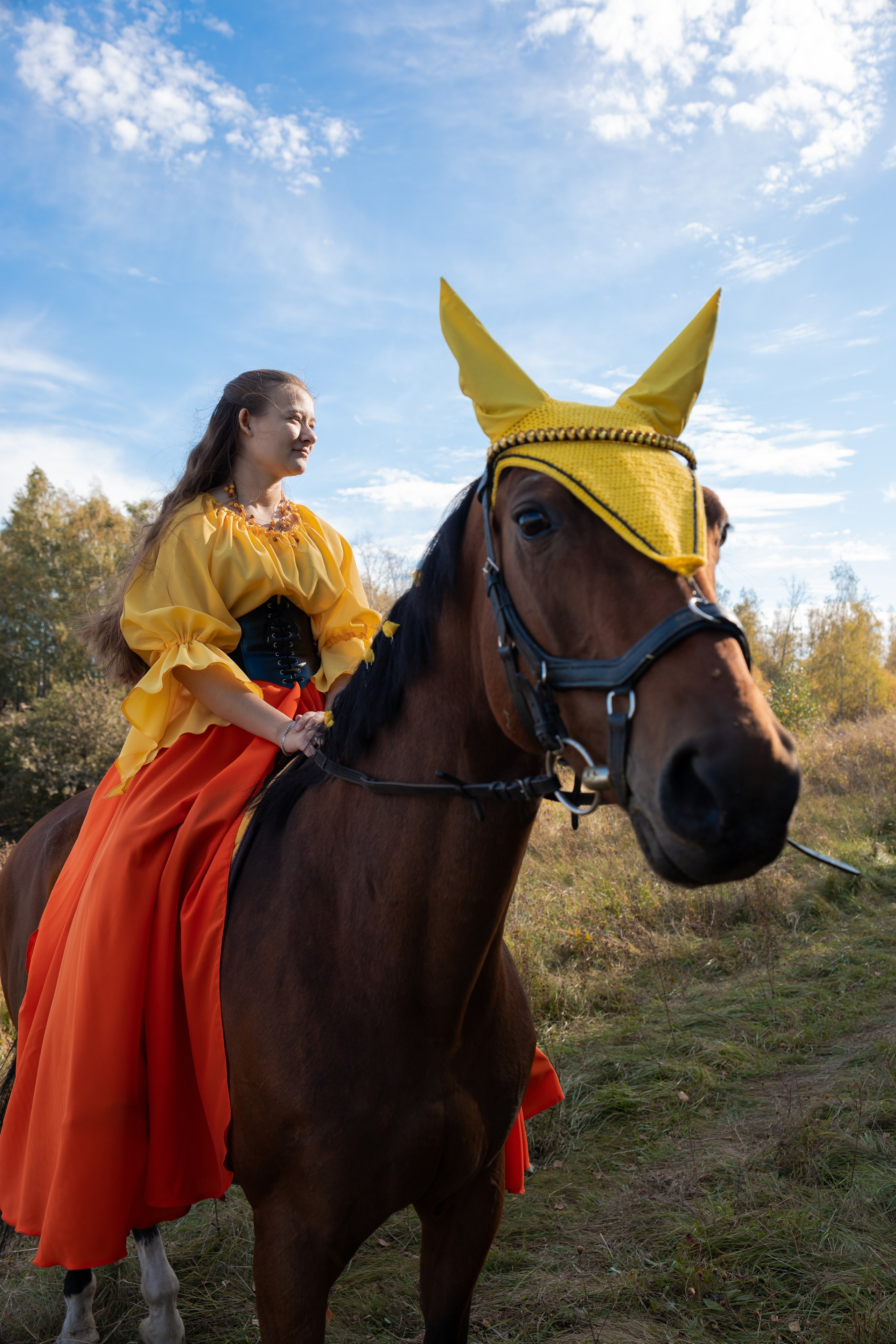 Фотосессия Липецк: девушка и лошадь в лучах осеннего солнца. Качественные фото от Евгения Сафронова.