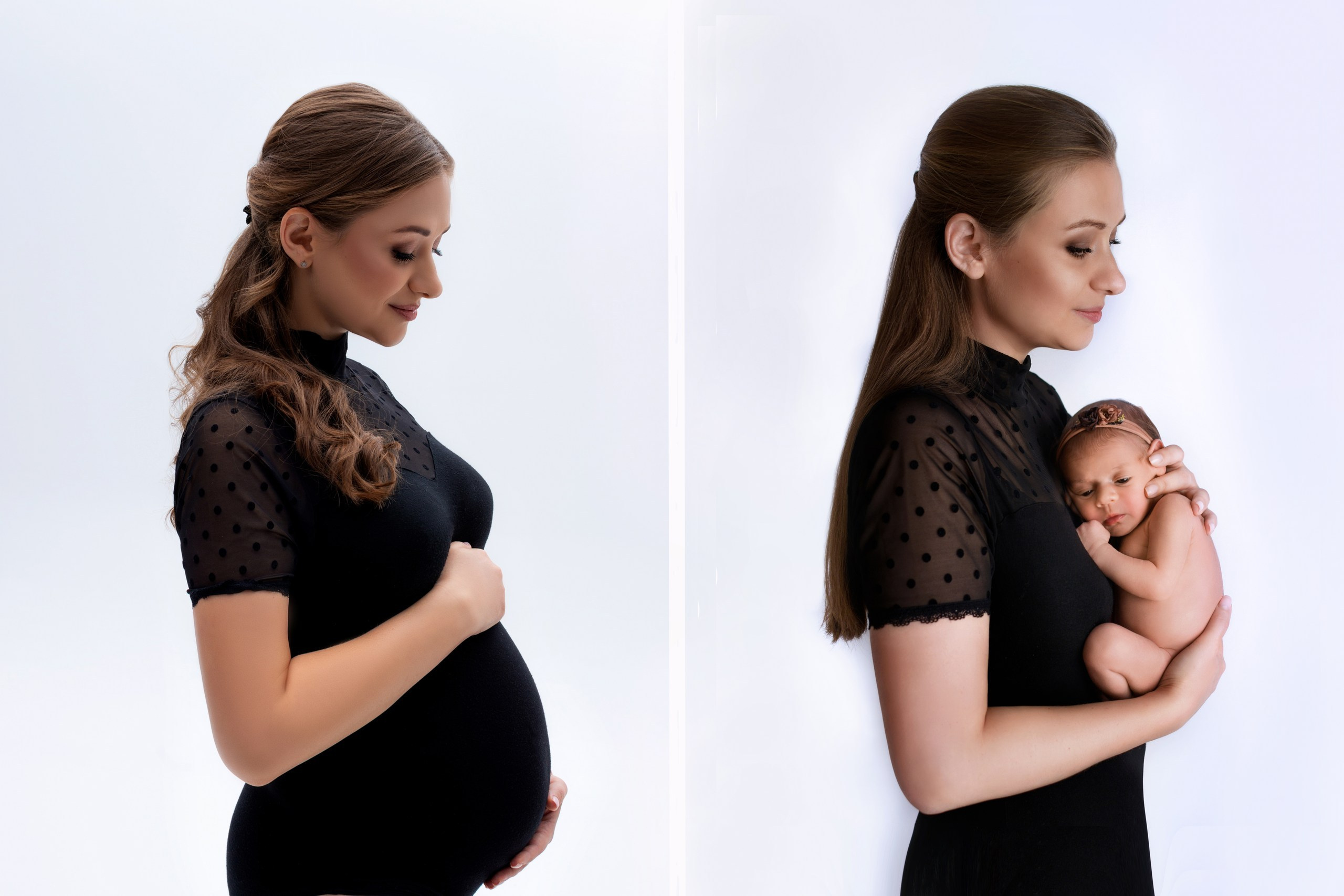 Коллаж до и после появления малыша. Фотограф новорожденных Краснодар Малышенко Надежда