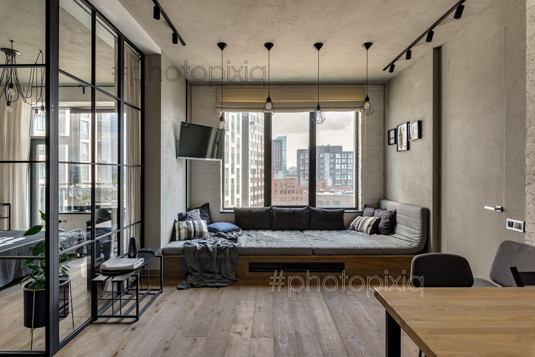 Интерьерная съёмка квартиры лофт в ЖК «Headliner». Интерьерная съёмка и виртуальные туры — Интерьерный фотограф Кузнецов Сергей (photopixiq)