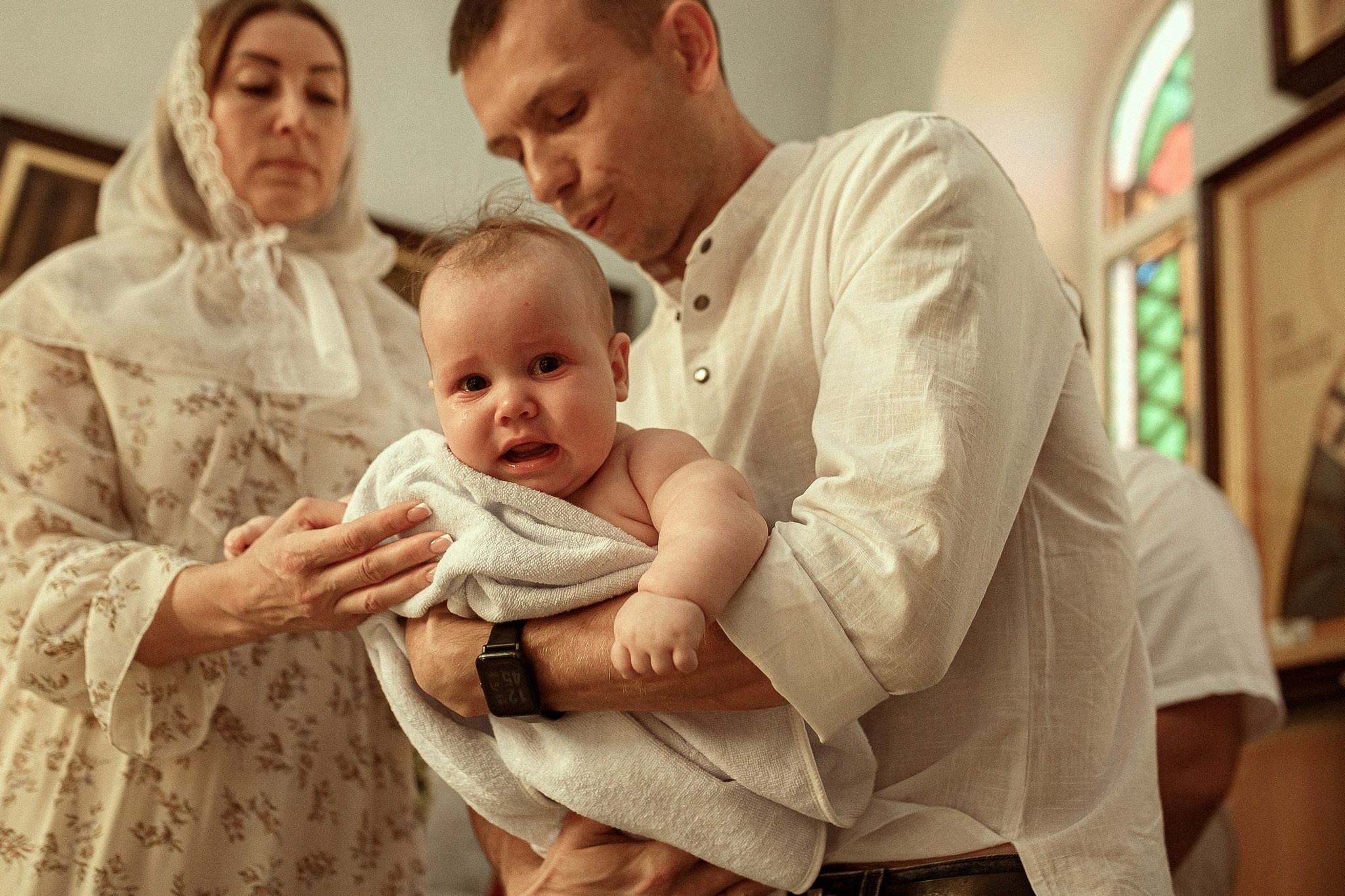 Таинство крещения Аглаи. Храм в п.Ахтырском. Детский семейный фотограф в Абинске