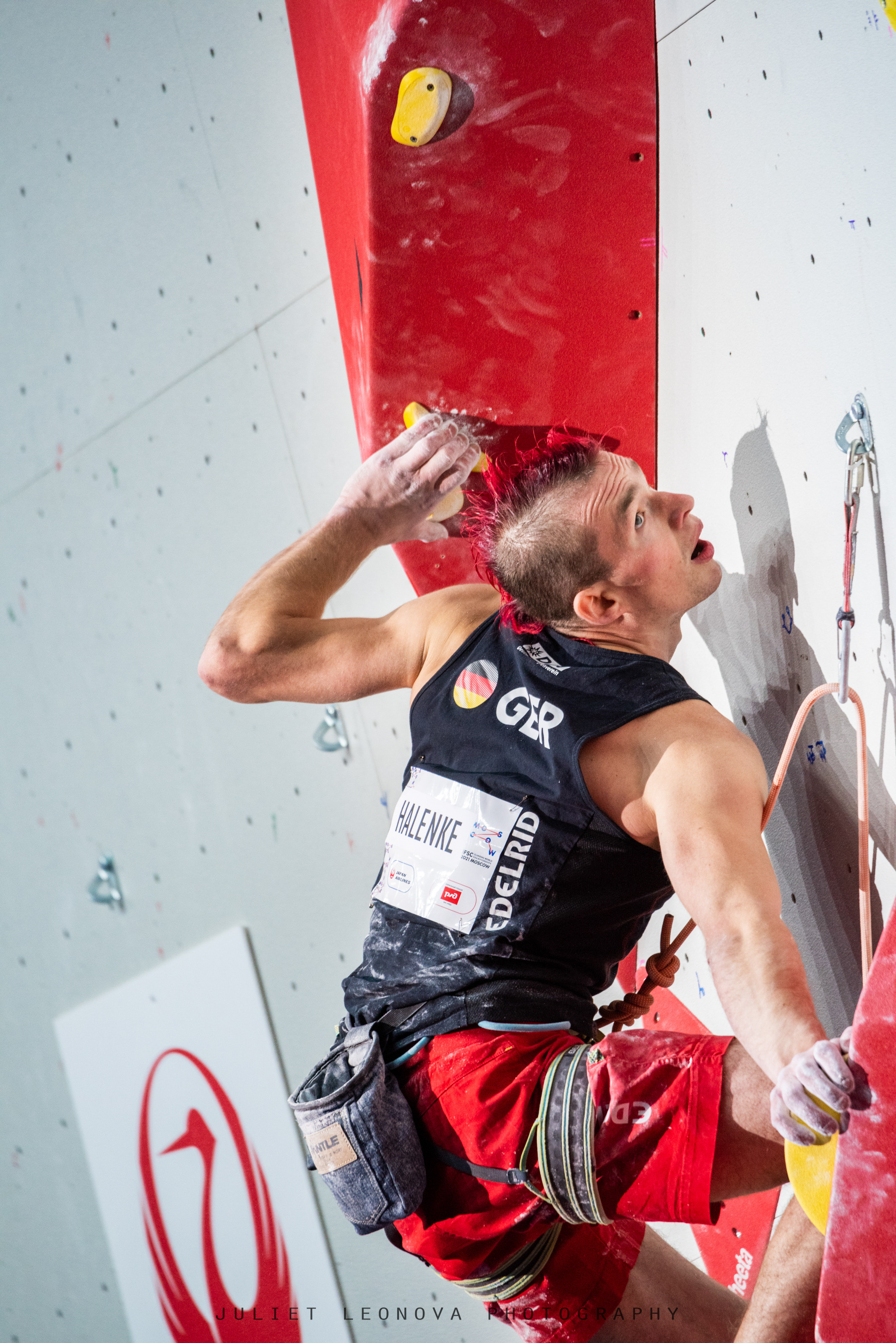 IFSC world championship lead Sebastian Halenke.