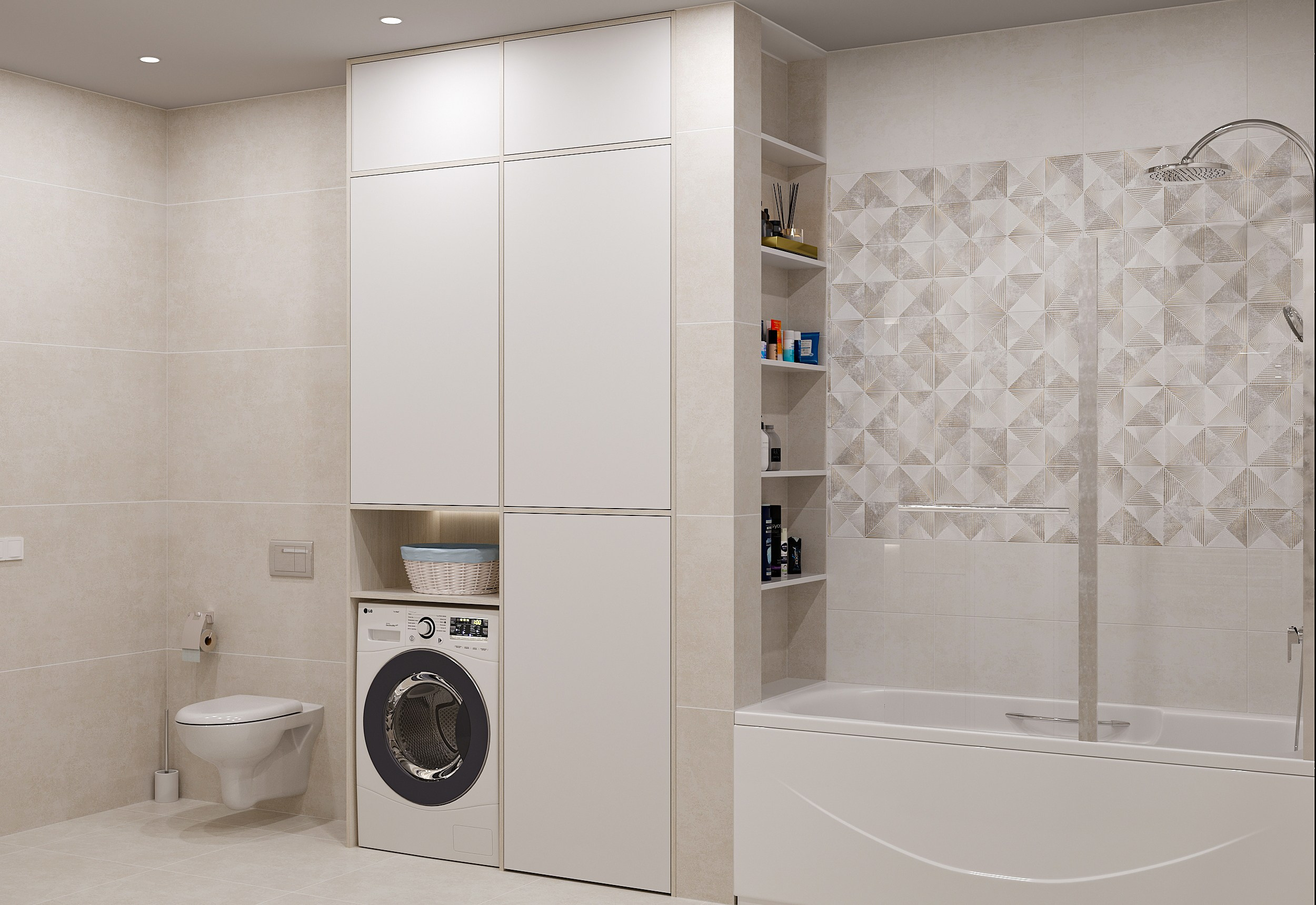 Санузел в частном доме. 3D визуализация