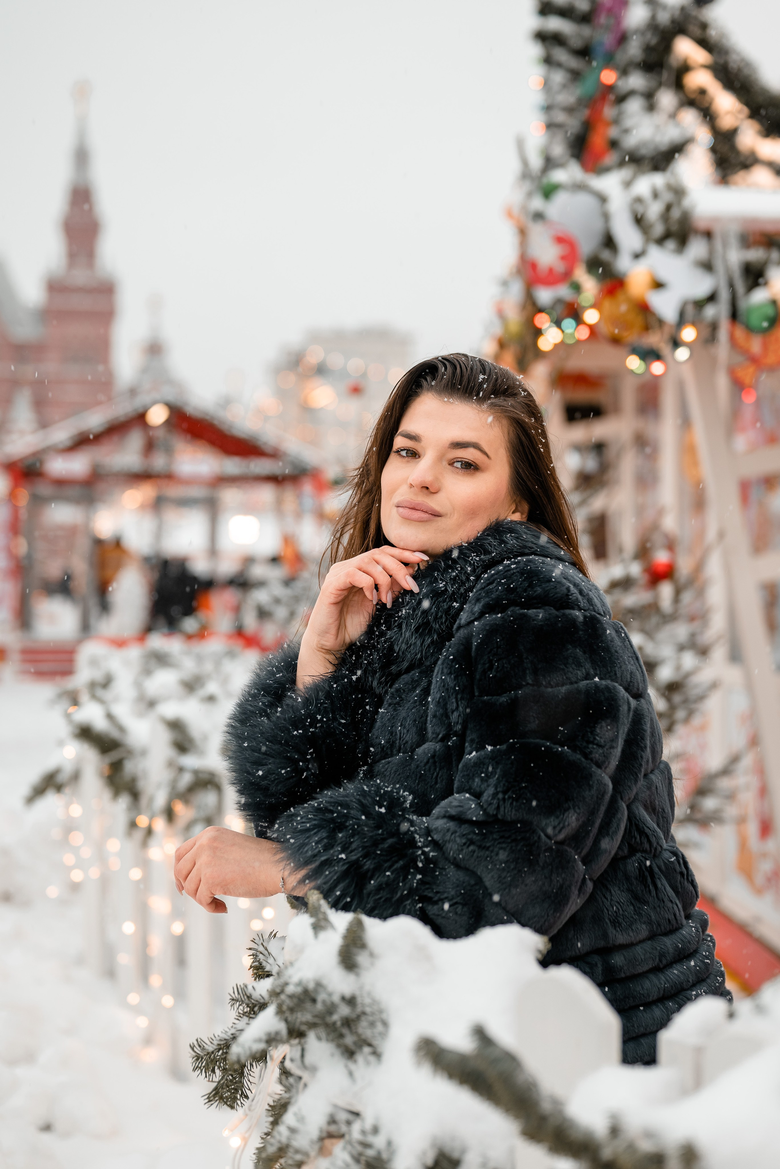 Новогодняя фотосессия на ГУМ-ярмарке Красная площадь в Москве. Свадебный фотограф Ирина Димитриева