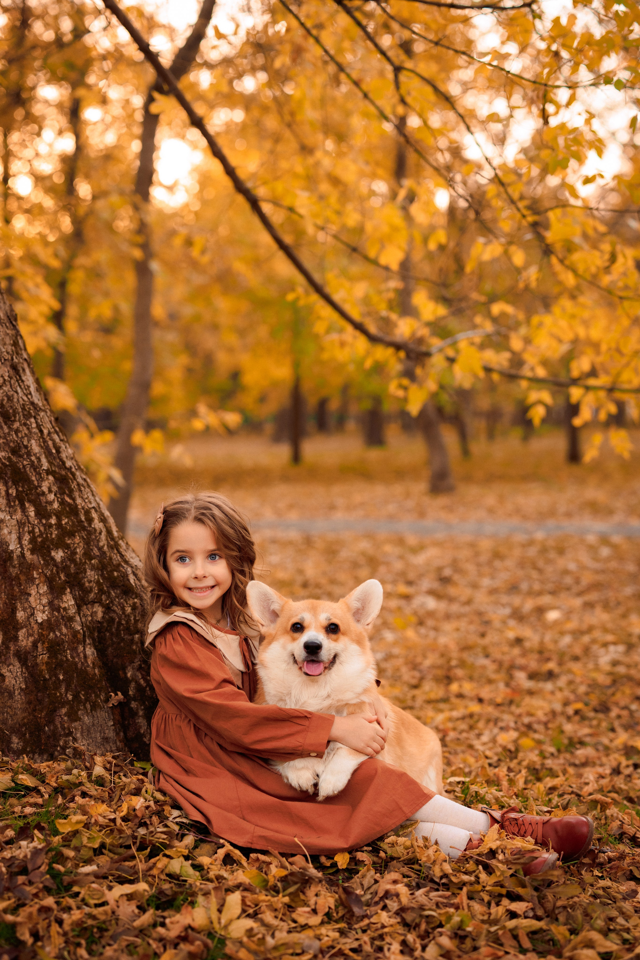 Осенняя семейная фотосессия в парке с Корги. Семейный и детский фотограф в Краснодаре Анна Трашкова